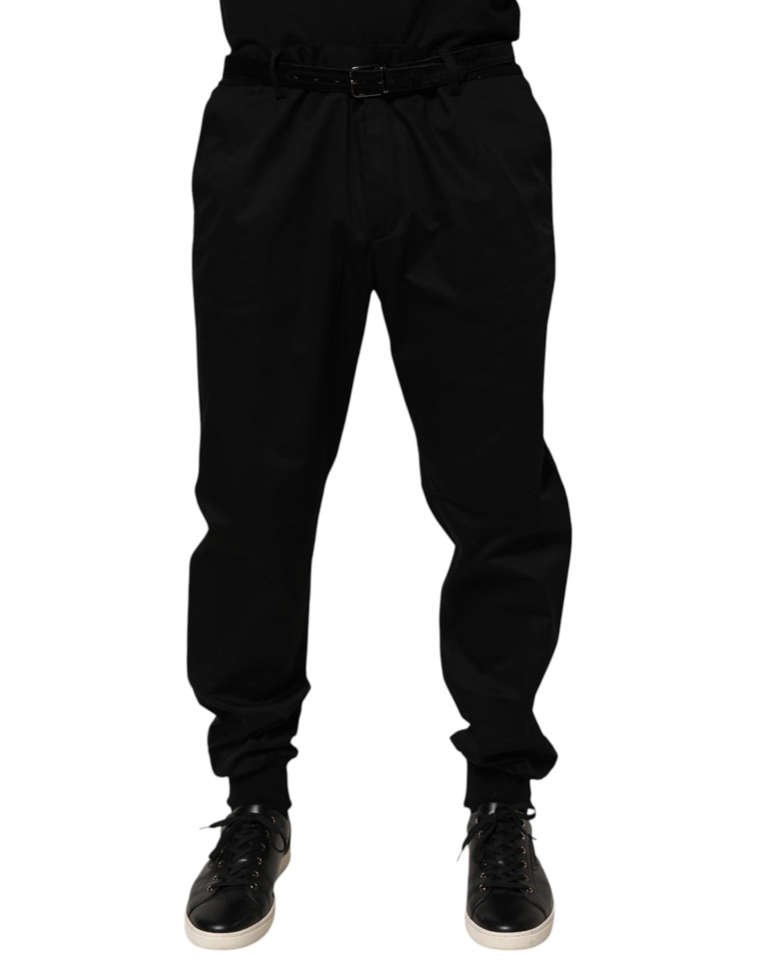Dolce & Gabbana Black Cotton Stretch Casual Trouser Pants