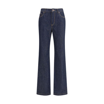 Alexander McQueen Blue Cotton Straight-Leg Jeans