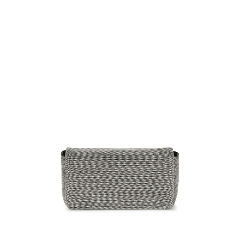 Brunello Cucinelli Gray Leather Shoulder Bag