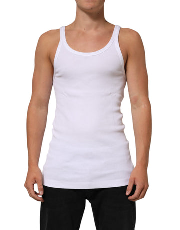 Dolce & Gabbana White Sleeveless Round Neck Tank Top T-shirt