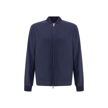 Brunello Cucinelli Blue Cashmere Bomber
