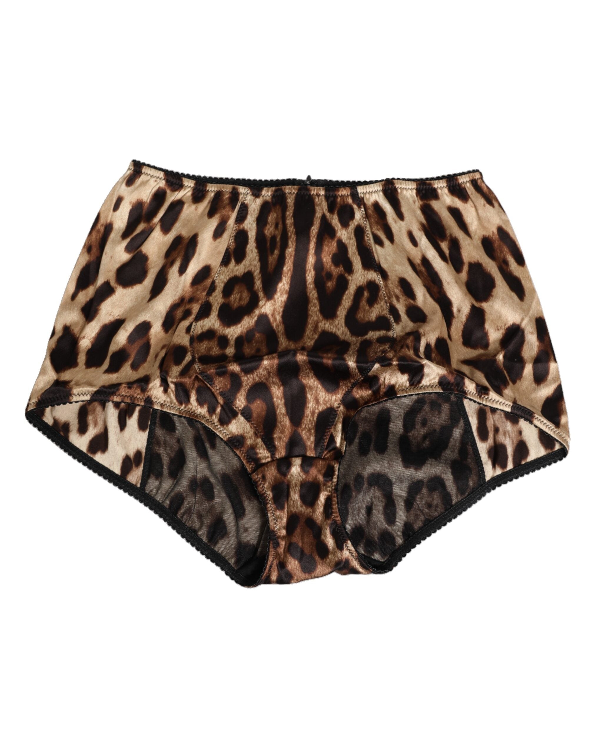 Dolce & Gabbana Multicolor Leopard Silk High Waist Girdle Underwear