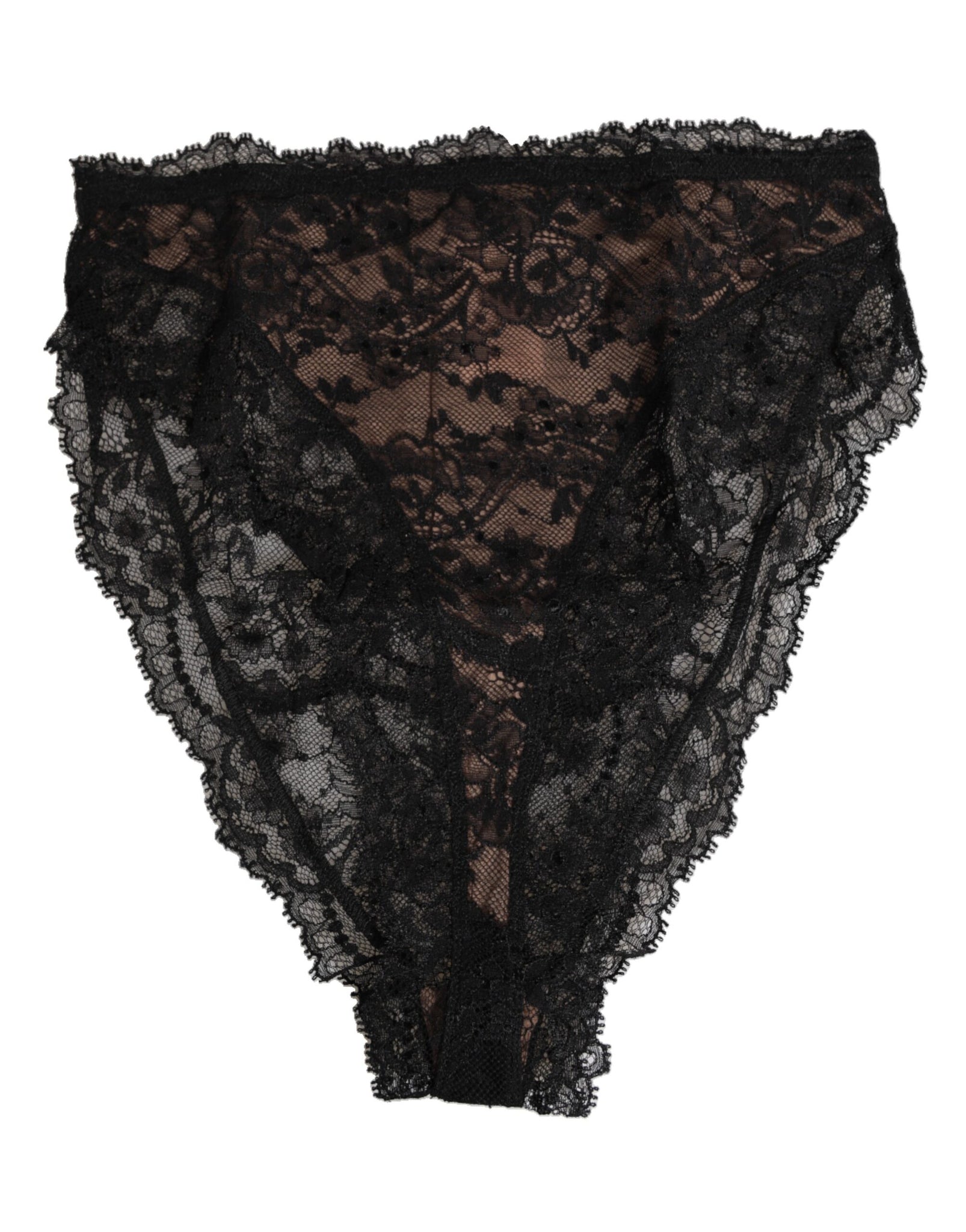 Dolce & Gabbana Black Floral Lace Mesh High Brief Panty  Underwear