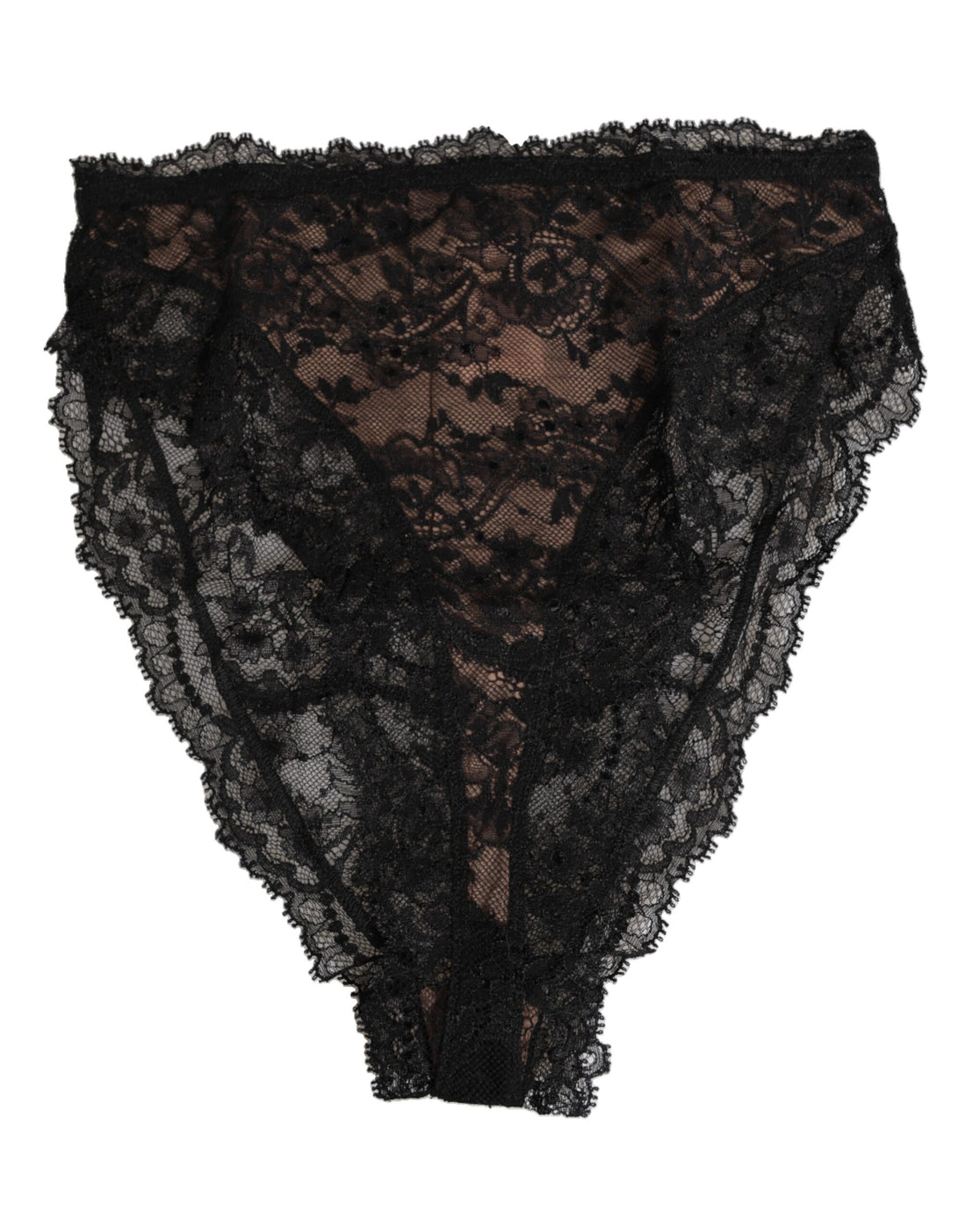 Dolce & Gabbana Black Floral Lace Mesh High Brief Panty  Underwear