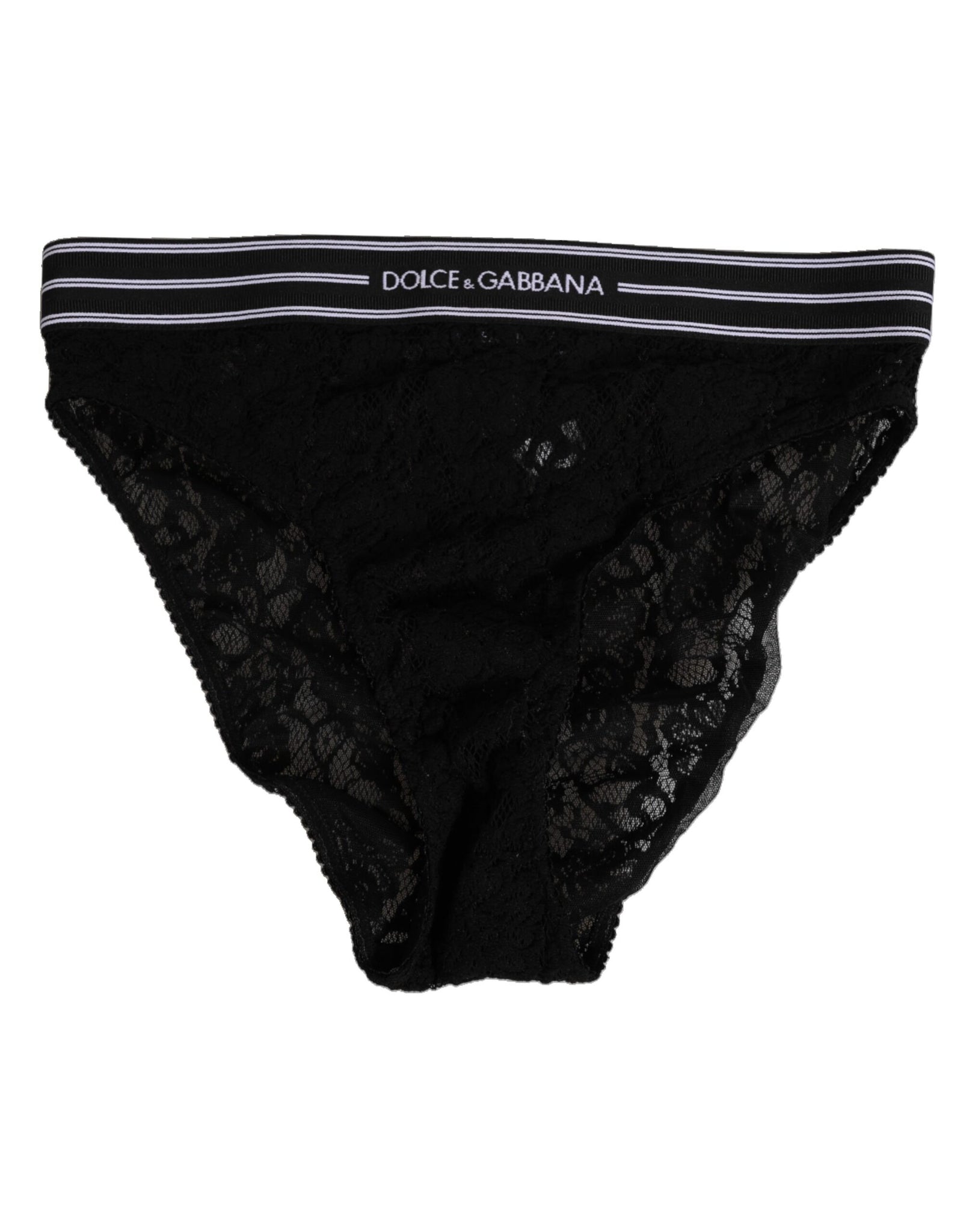 Dolce & Gabbana Black Lace Slip Brief Logo Waistband  Underwear