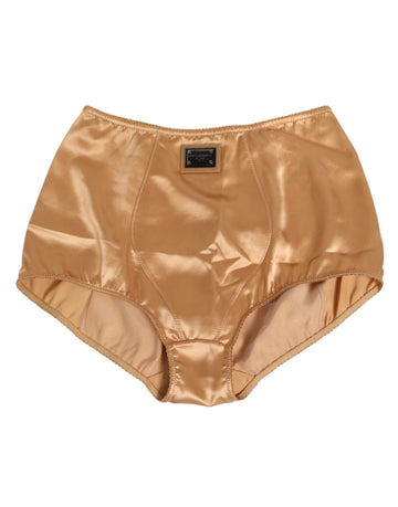 Dolce & Gabbana Beige Silk Stretch High Waist Girdle Underwear