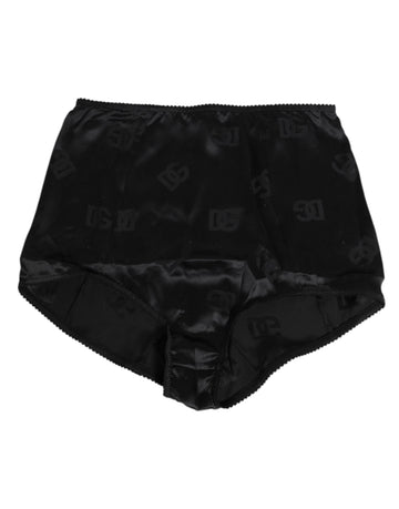 Dolce & Gabbana Black Silk Stretch High Waist Girdle Underwear
