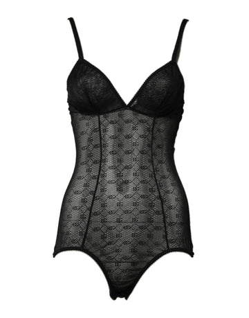Dolce & Gabbana Black Nylon Stretch Bodysuit Lingerie Underwear