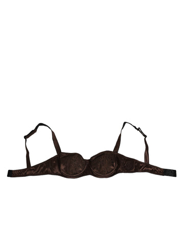 Dolce & Gabbana Brown Silk Underwired Balconette Bra Underwear