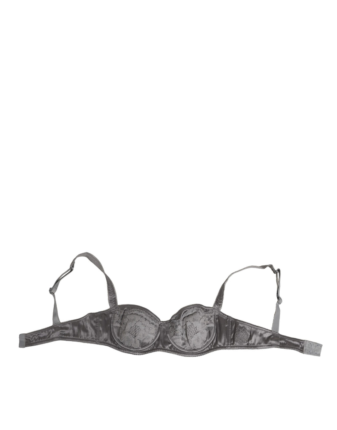 Dolce & Gabbana Gray Silk Underwired Balconette Bra Underwear