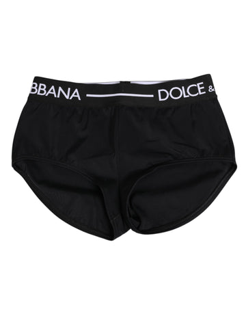 Dolce & Gabbana Black Nylon Logo Waistband Shorts Underwear