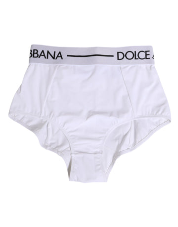Dolce & Gabbana White Nylon Logo Waistband Coulotte Underwear