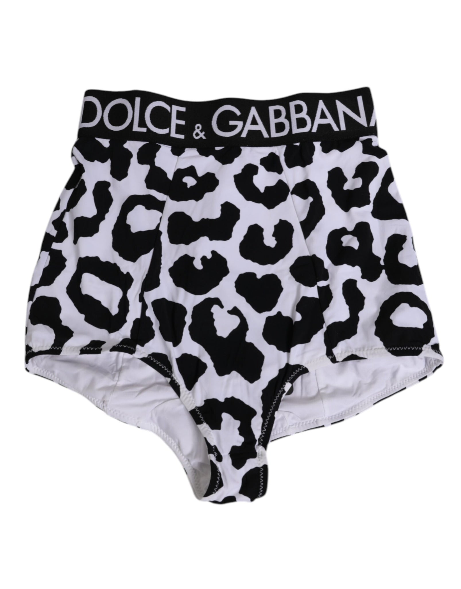 Dolce & Gabbana White Leopard Nylon High Waist Girdle Underwear