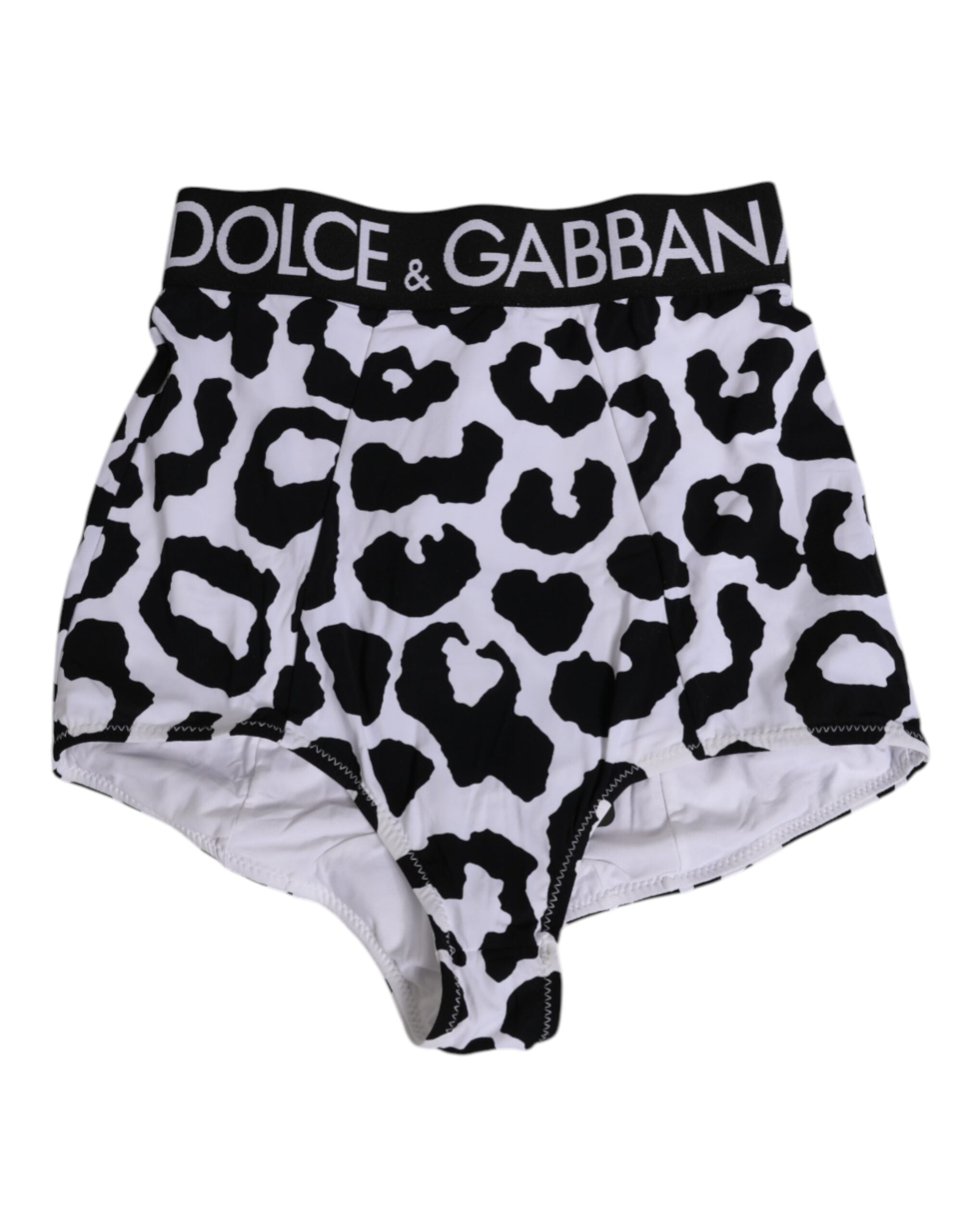 Dolce & Gabbana White Leopard Nylon High Waist Girdle Underwear