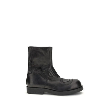 MM6 Black Leather Ankle Boots