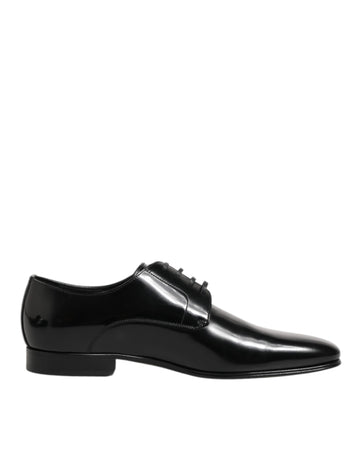 Dolce & Gabbana Black Calfskin Leather Derby Men Dress Shoes