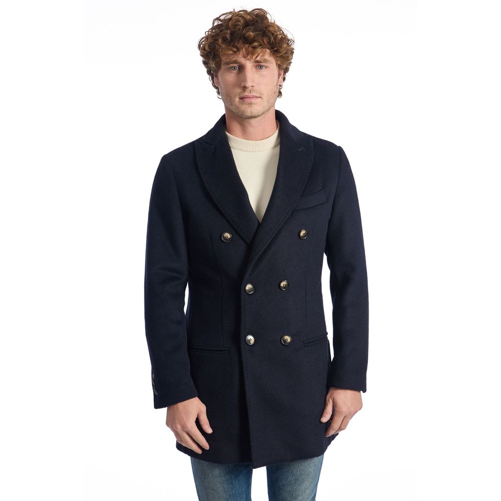 Roberto Pepe Luxury Blue Wool Men's Short Jacket