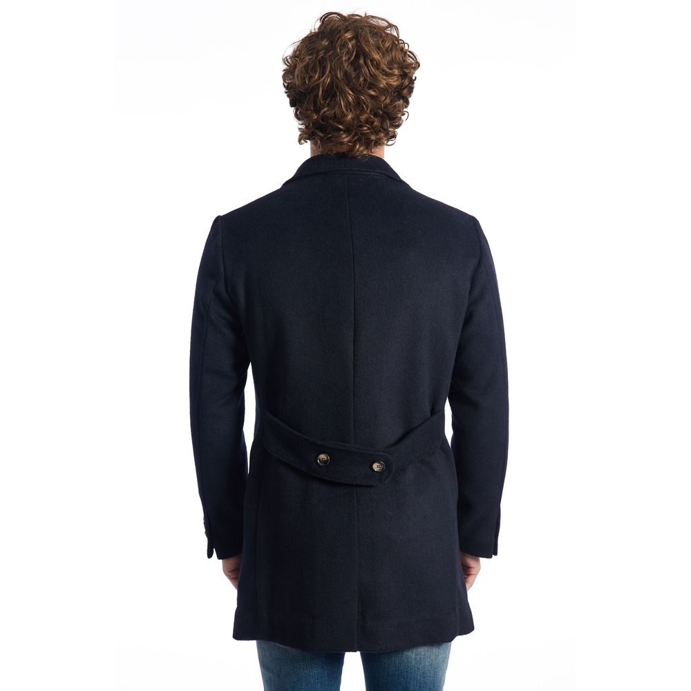 Roberto Pepe Luxury Blue Wool Men's Short Jacket