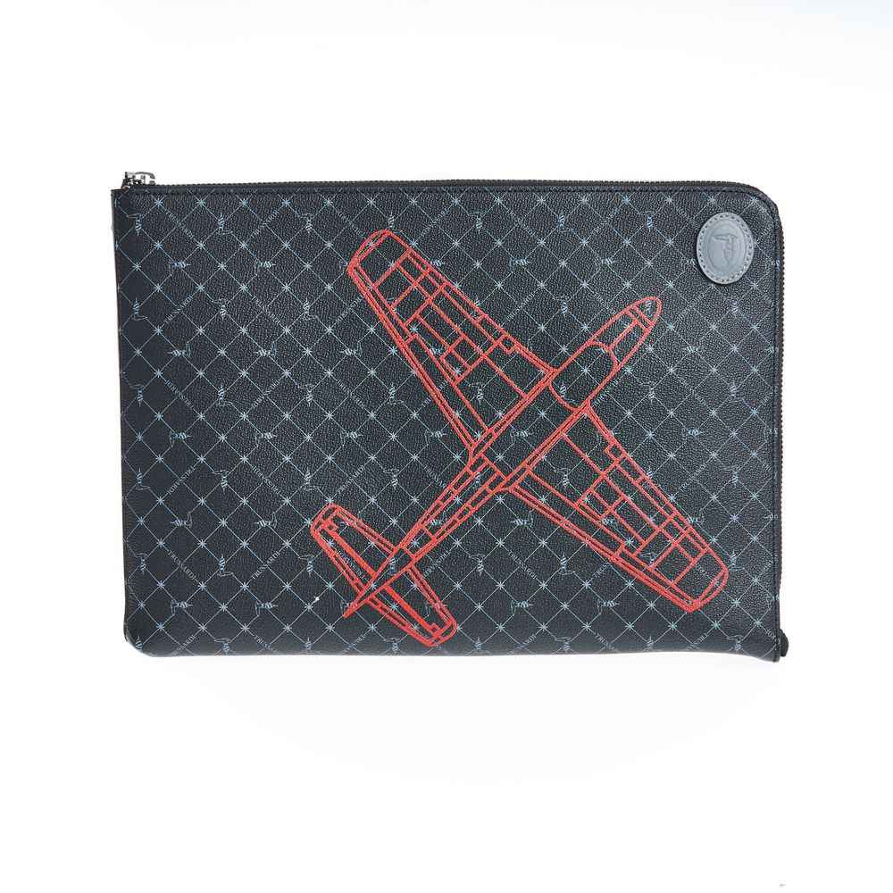 Trussardi Black Leather Men Clutch