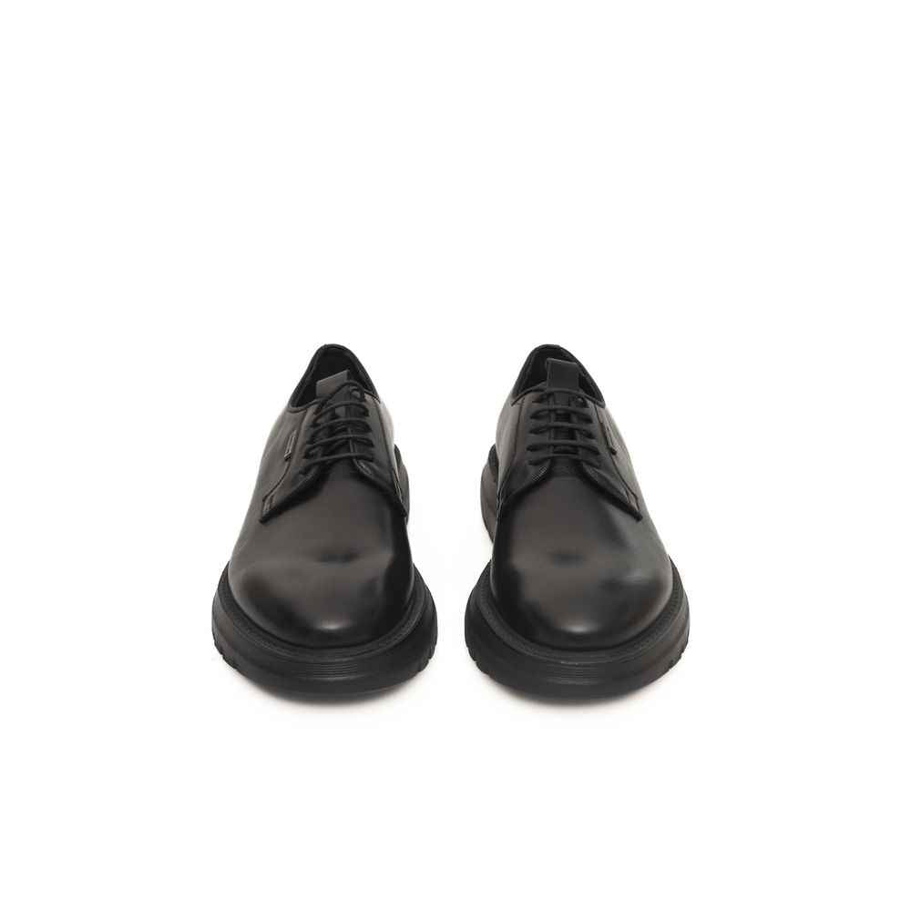 Cerruti 1881 Black Calfskin Men Derby Shoe
