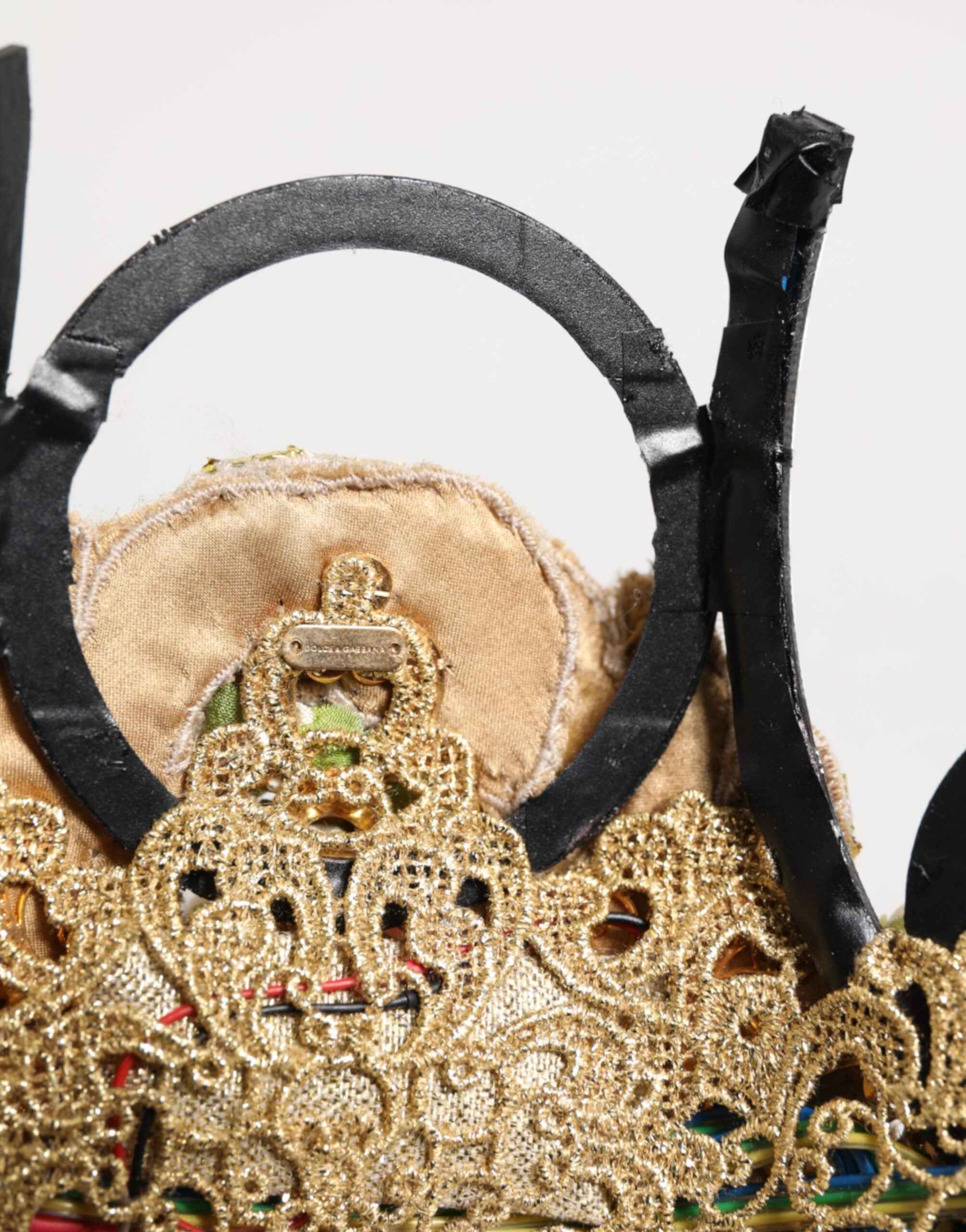Dolce & Gabbana Gold Brass Crystal Embellished Headpiece Crown Diadem Tiara