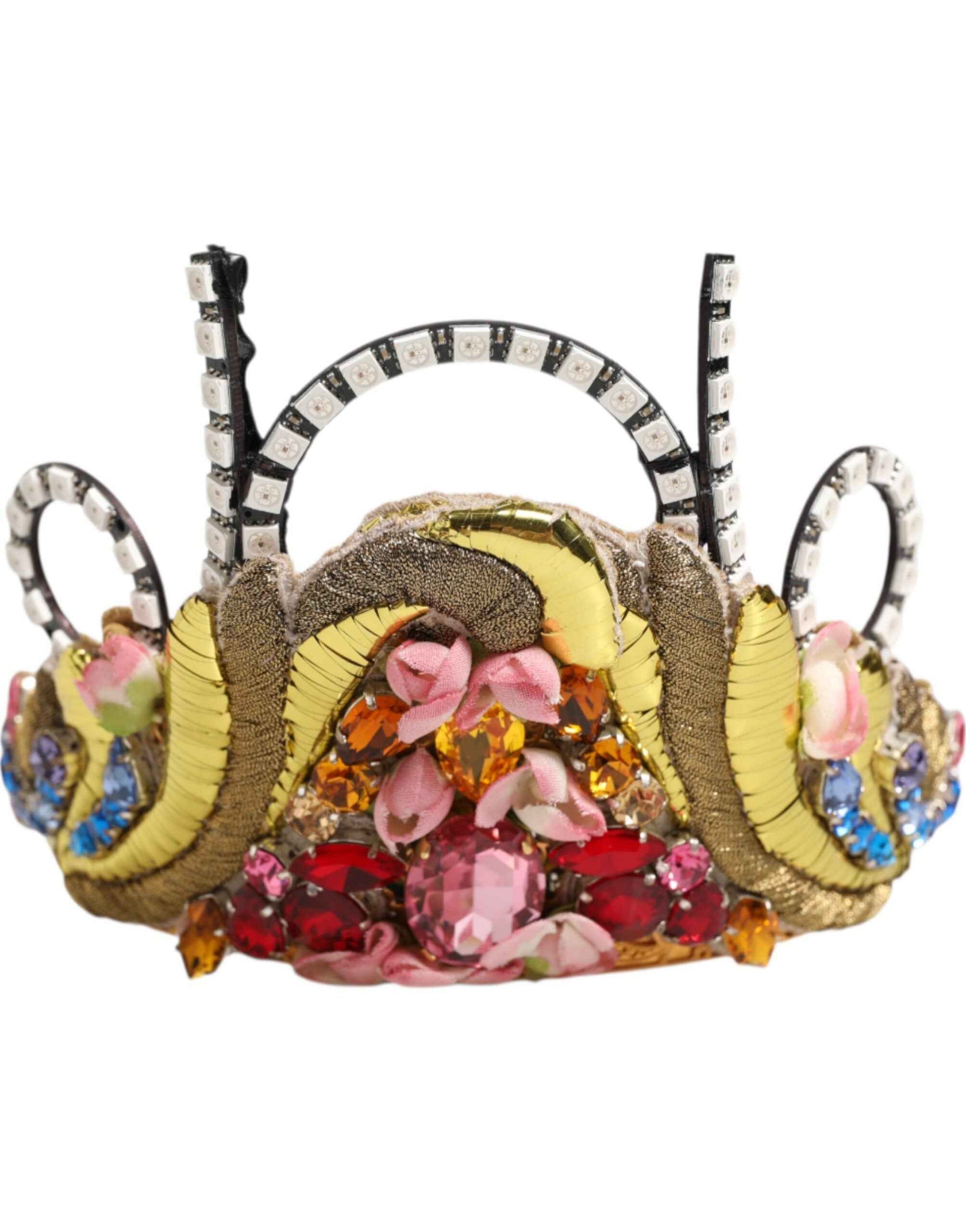 Dolce & Gabbana Gold Brass Crystal Embellished Headpiece Crown Diadem Tiara