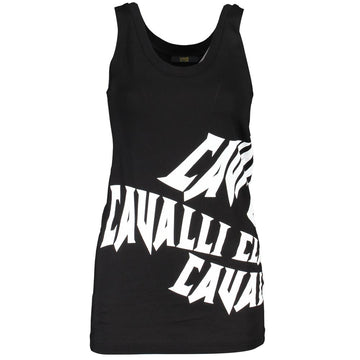 Cavalli Class Black Cotton Tank Top