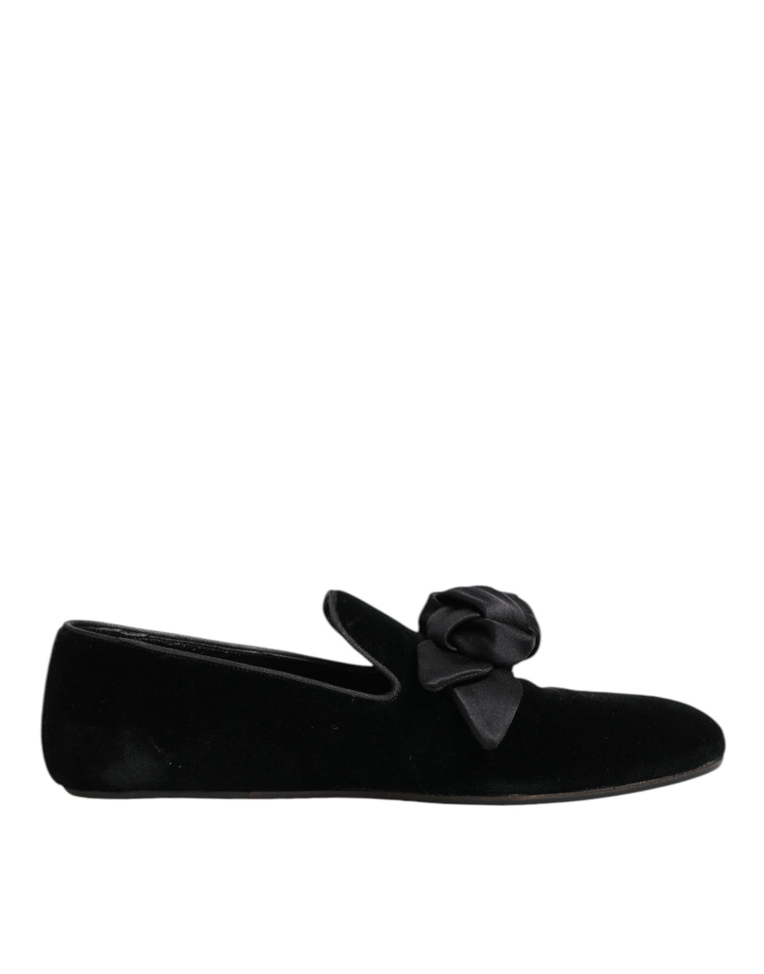 Dolce & Gabbana Black Suede Cotton Rose Slip On Loafers Shoes