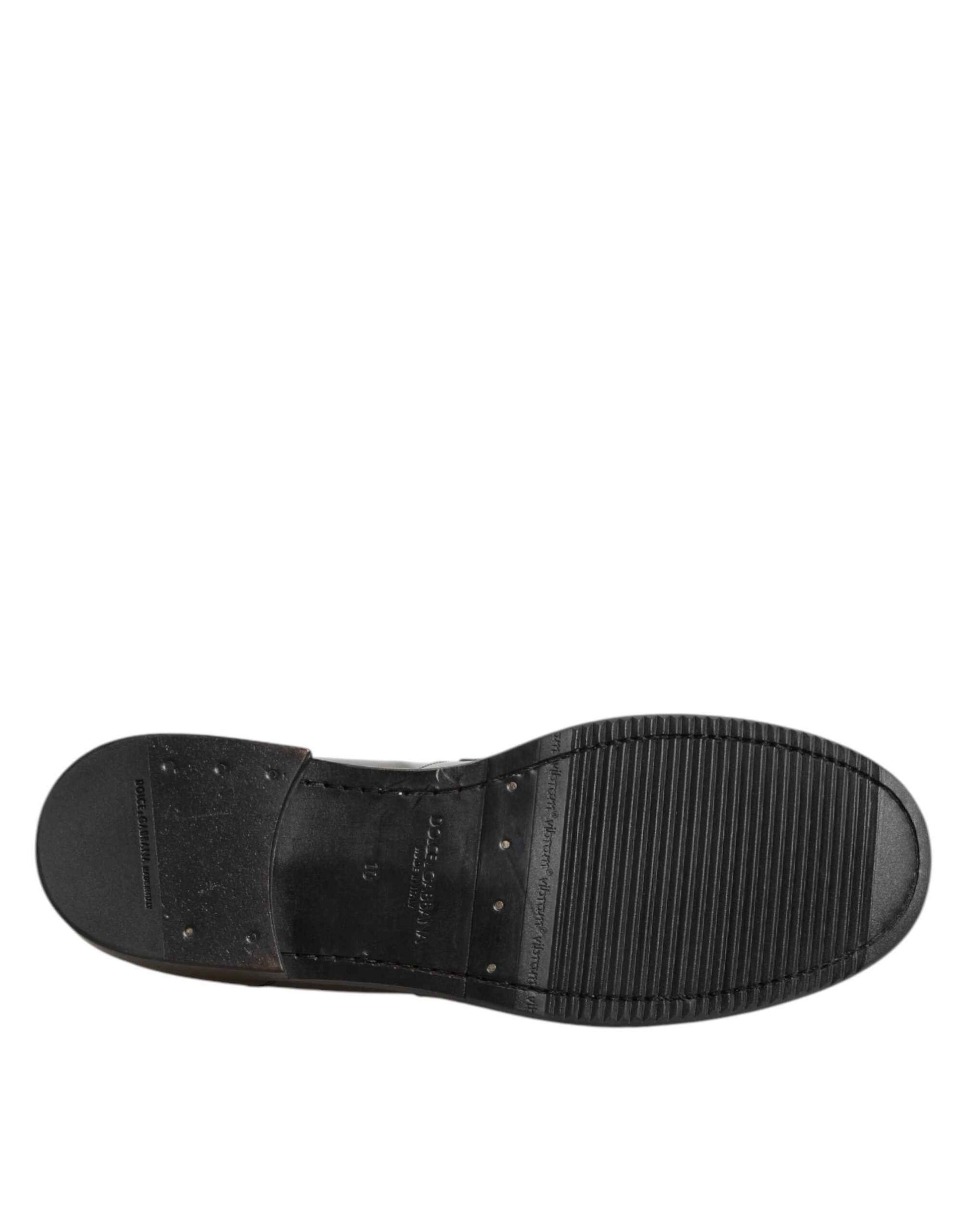 Dolce & Gabbana Metallic Silver Logo Slip On Men Dress Shoes