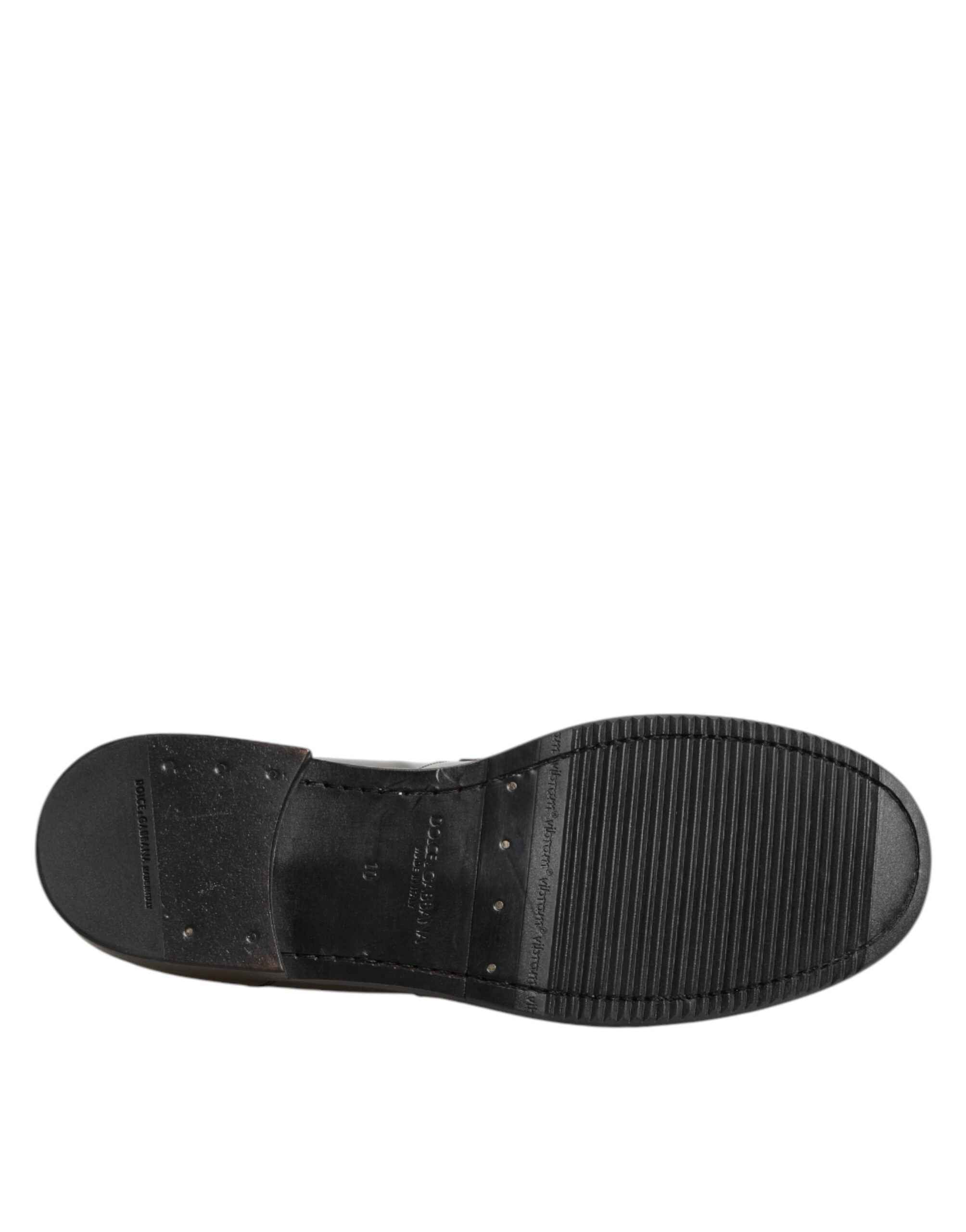 Dolce & Gabbana Metallic Silver Logo Slip On Men Dress Shoes