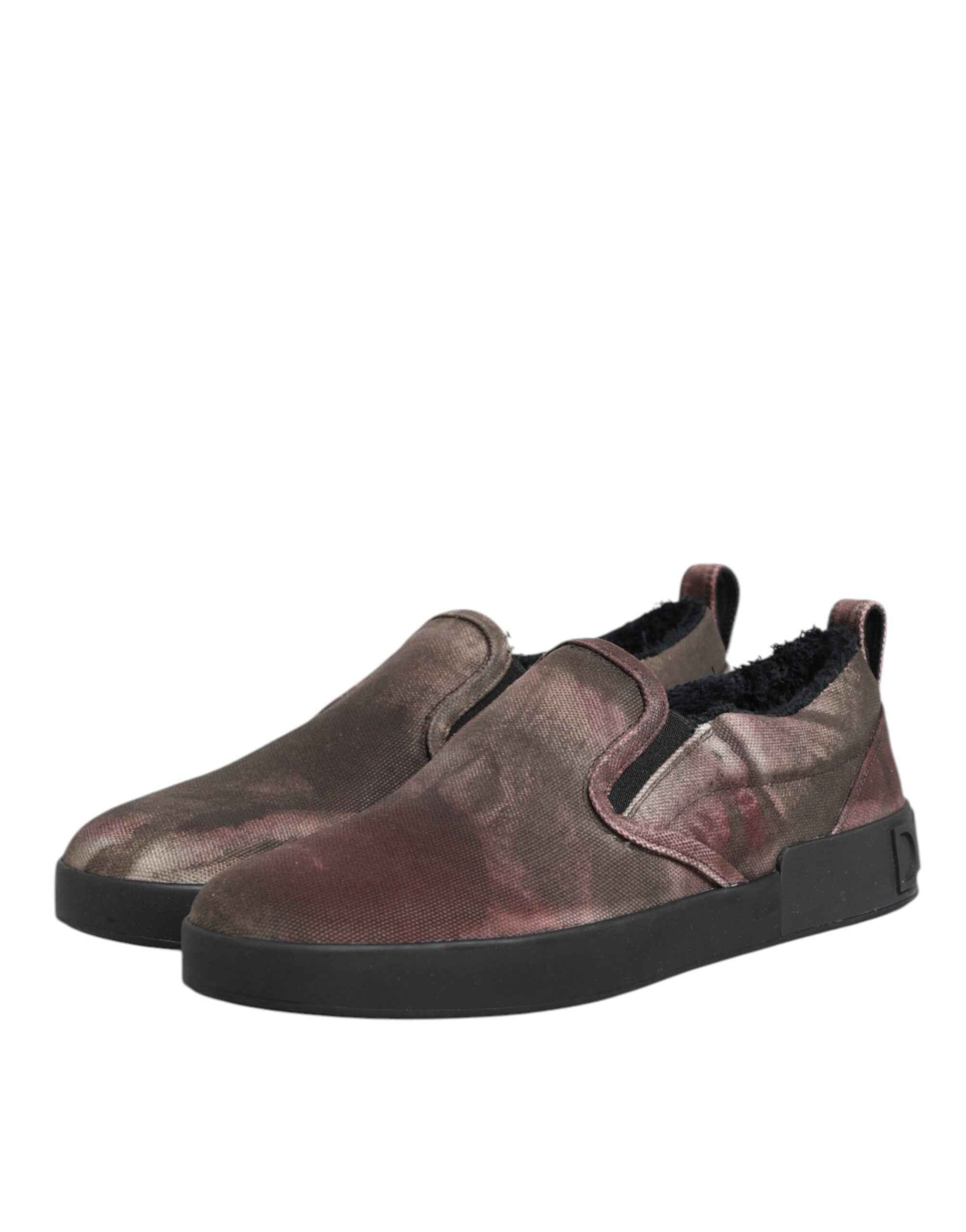 Dolce & Gabbana Multicolor Cotton Low Top Slip On Men Sneakers Shoes