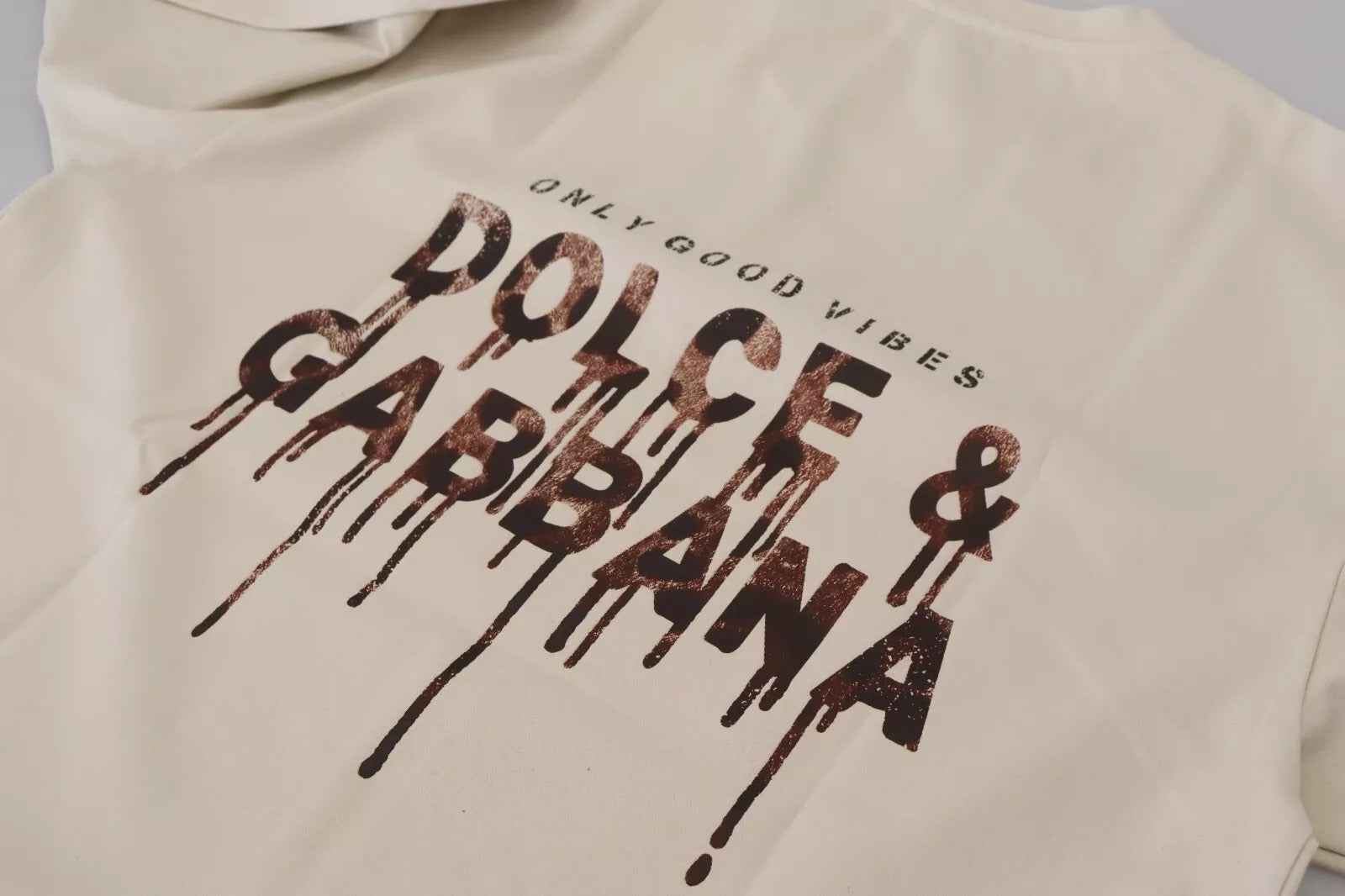 Dolce & Gabbana Ivory Cotton Ivory Printed Crewneck