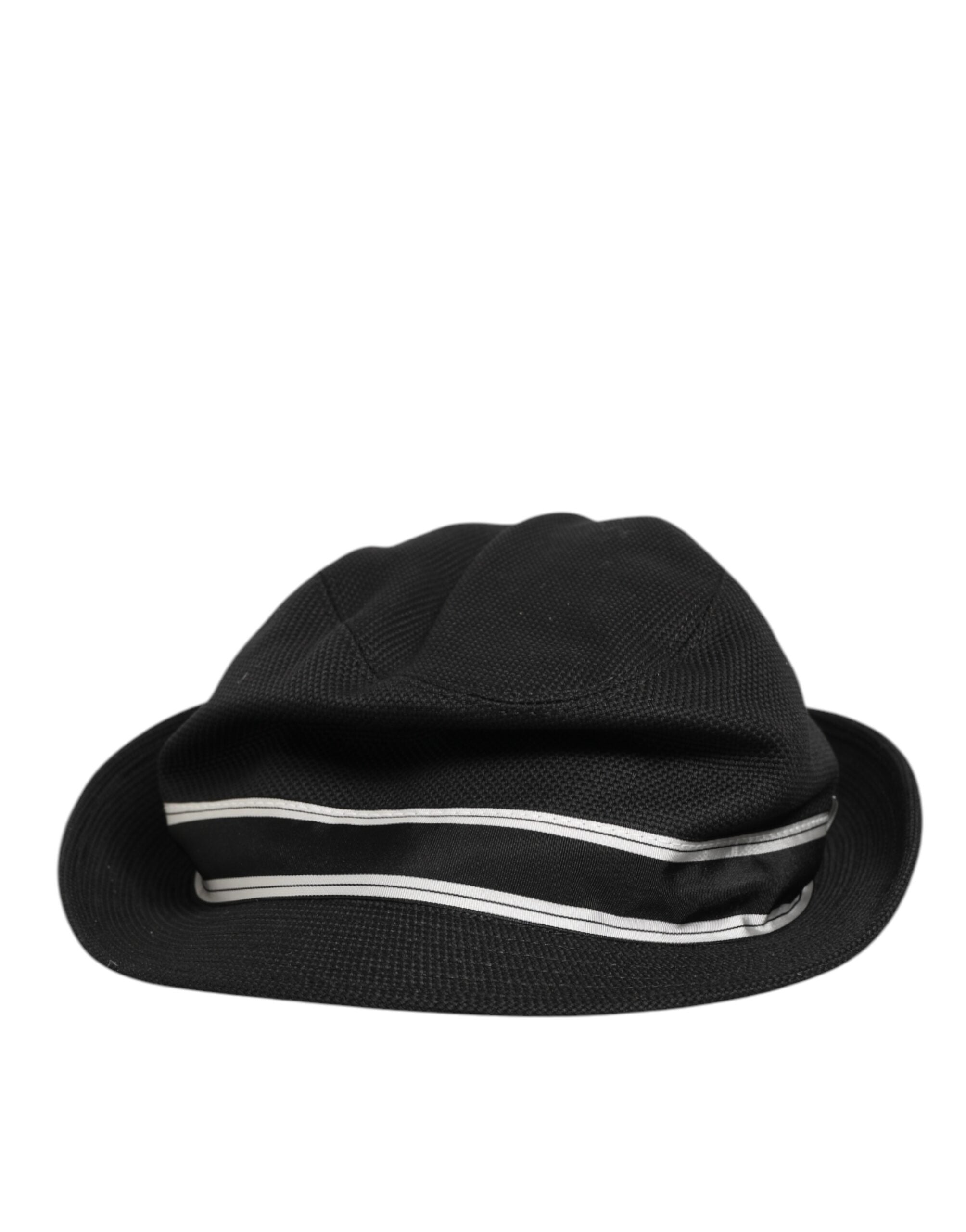 Dolce & Gabbana Black Cotton Polka Dot Lining Fedora Men Hat
