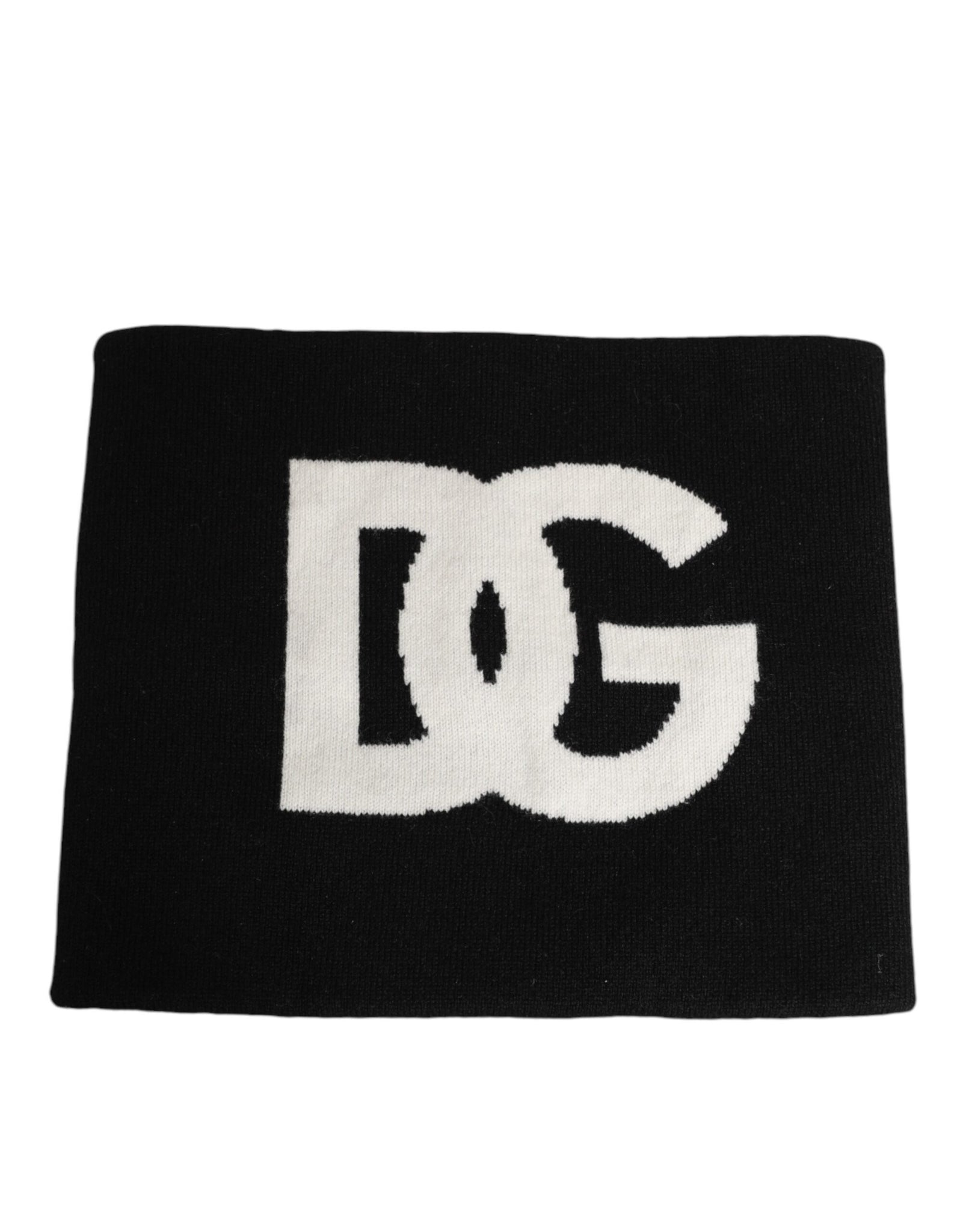 Dolce & Gabbana Black D&G Logo Cashmere Knitted Men One Size Scarf