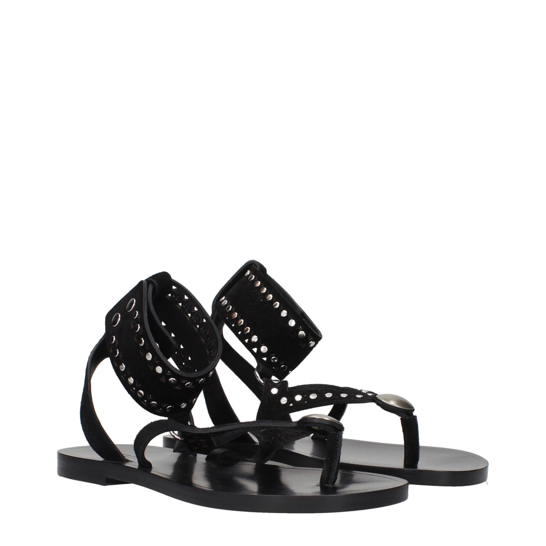 Isabel Marant Black Leather Flip-Flop Sandals