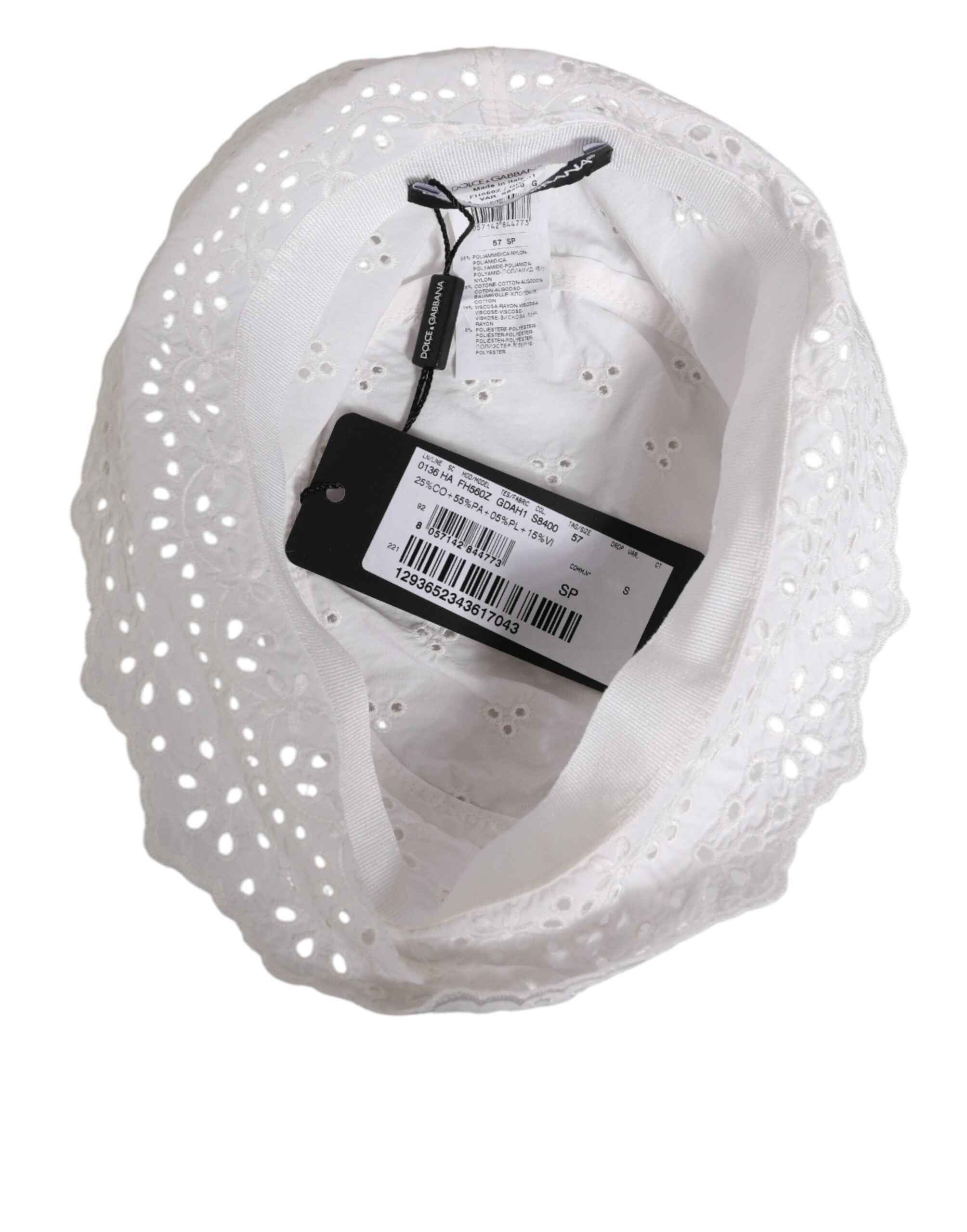 Dolce & Gabbana White Nylon Cut Out Bucket Logo Capello Hat
