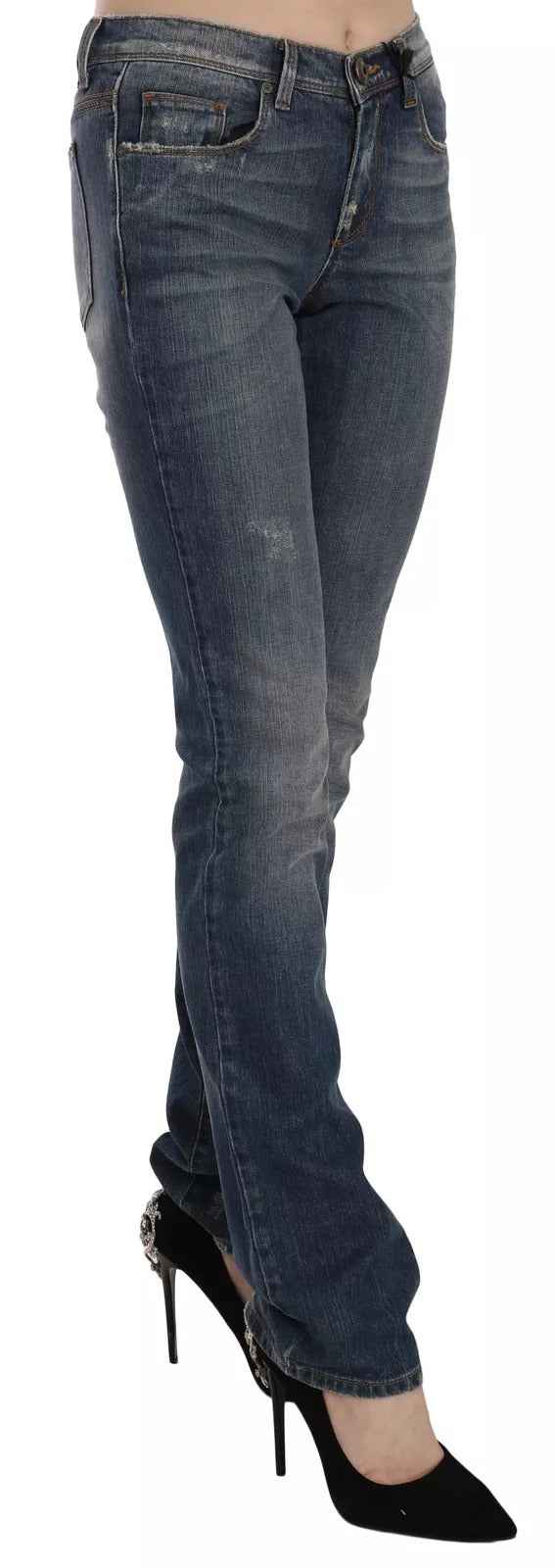 Ermanno Scervino Blue Washed Boot Cut Casual Denim Pants Jeans