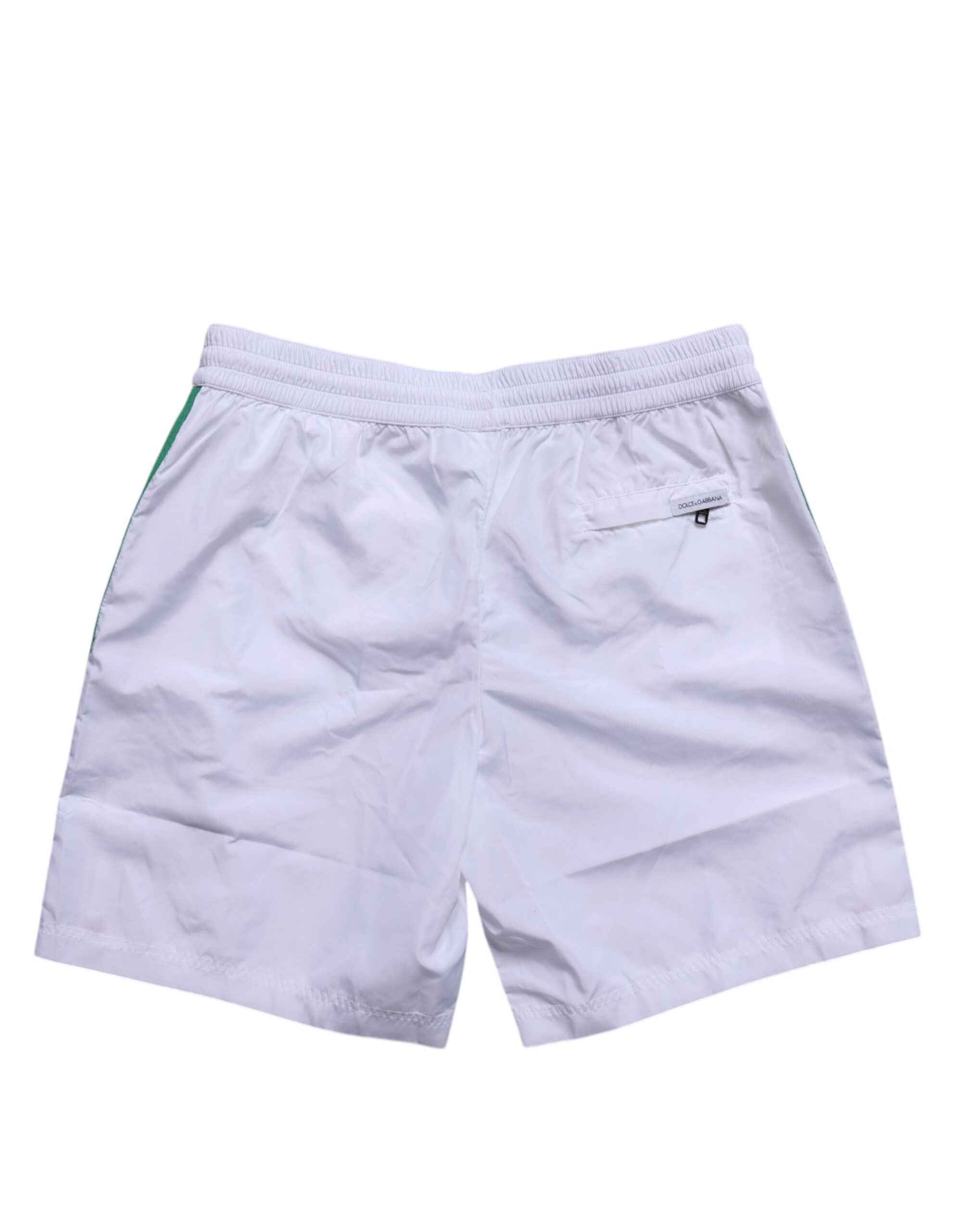Dolce & Gabbana White Logo Polyester Men Beachwear Swimwear