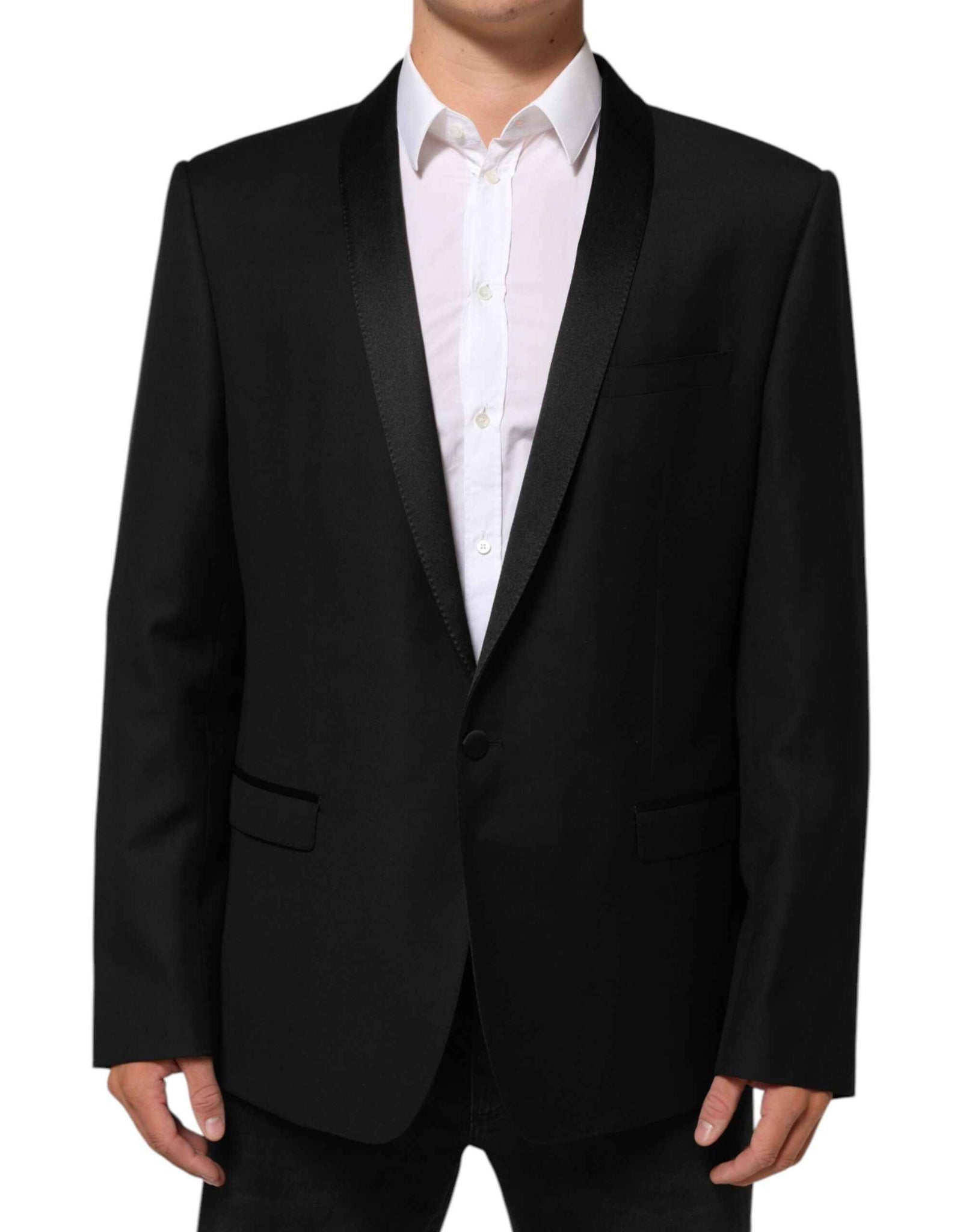 Dolce & Gabbana Black Wool GOLD 1 Button Men Suit Blazer