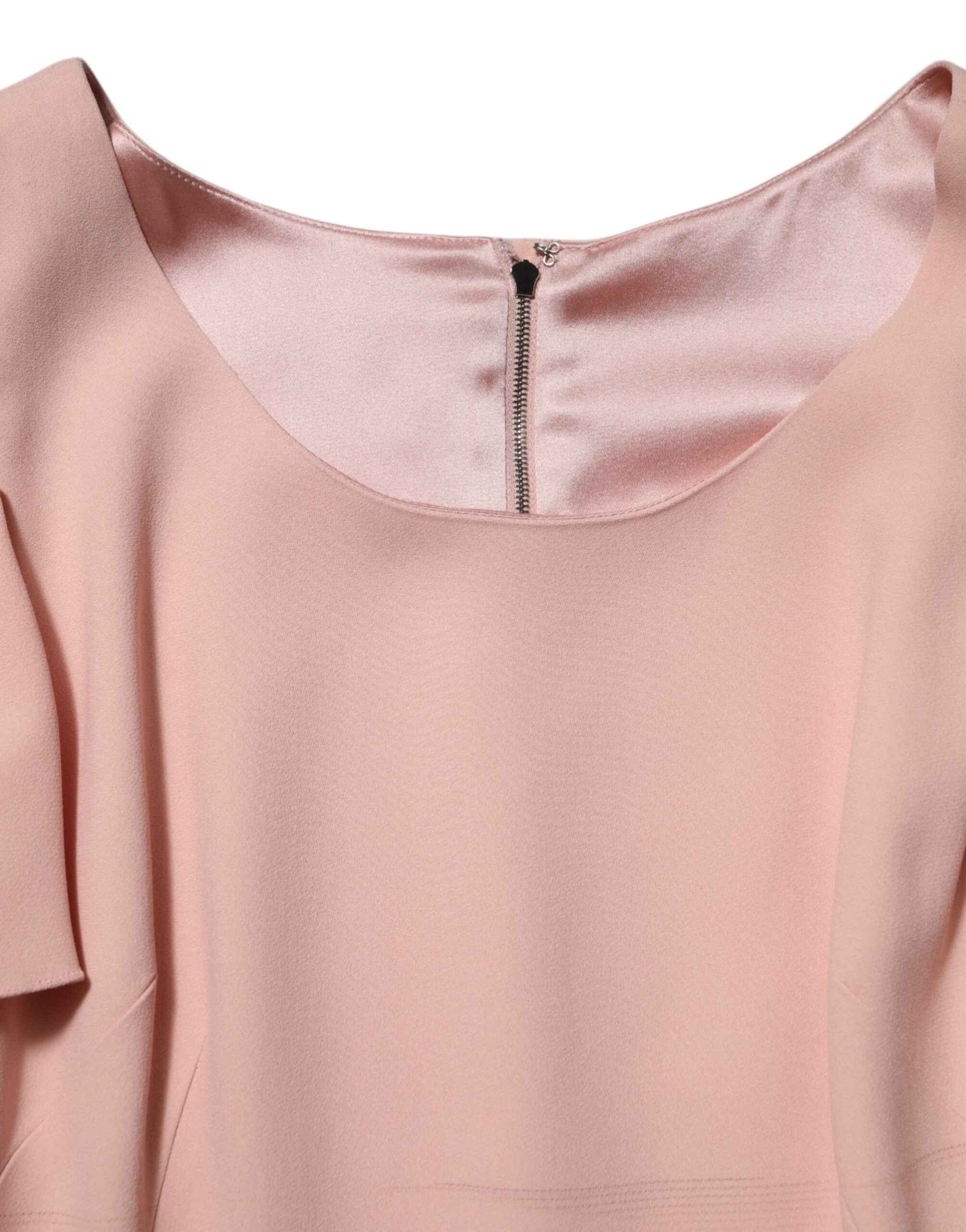 Dolce & Gabbana Pink Viscose Short Sleeves Sheath Midi Dress