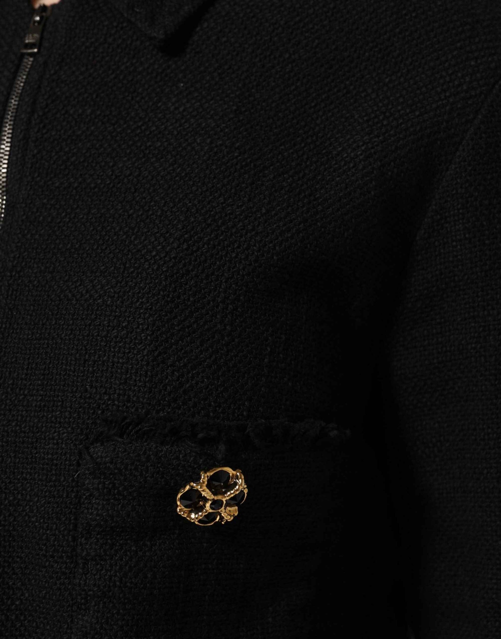 Dolce & Gabbana Black Cotton Full Zip Cropped Coat Jacket