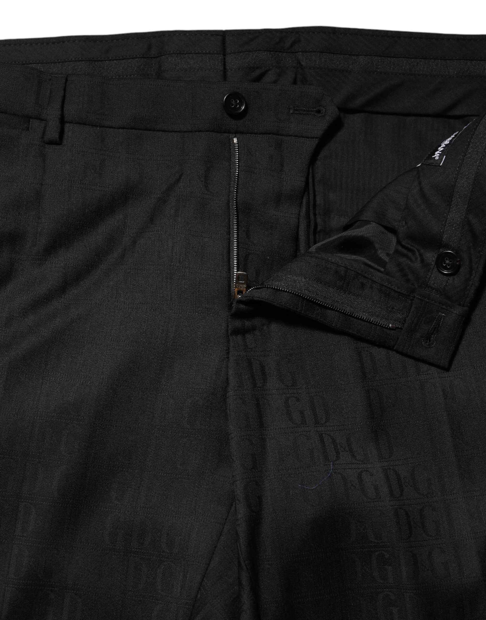 Dolce & Gabbana Black Wool Mid Waist Dress Men Trouser Pants