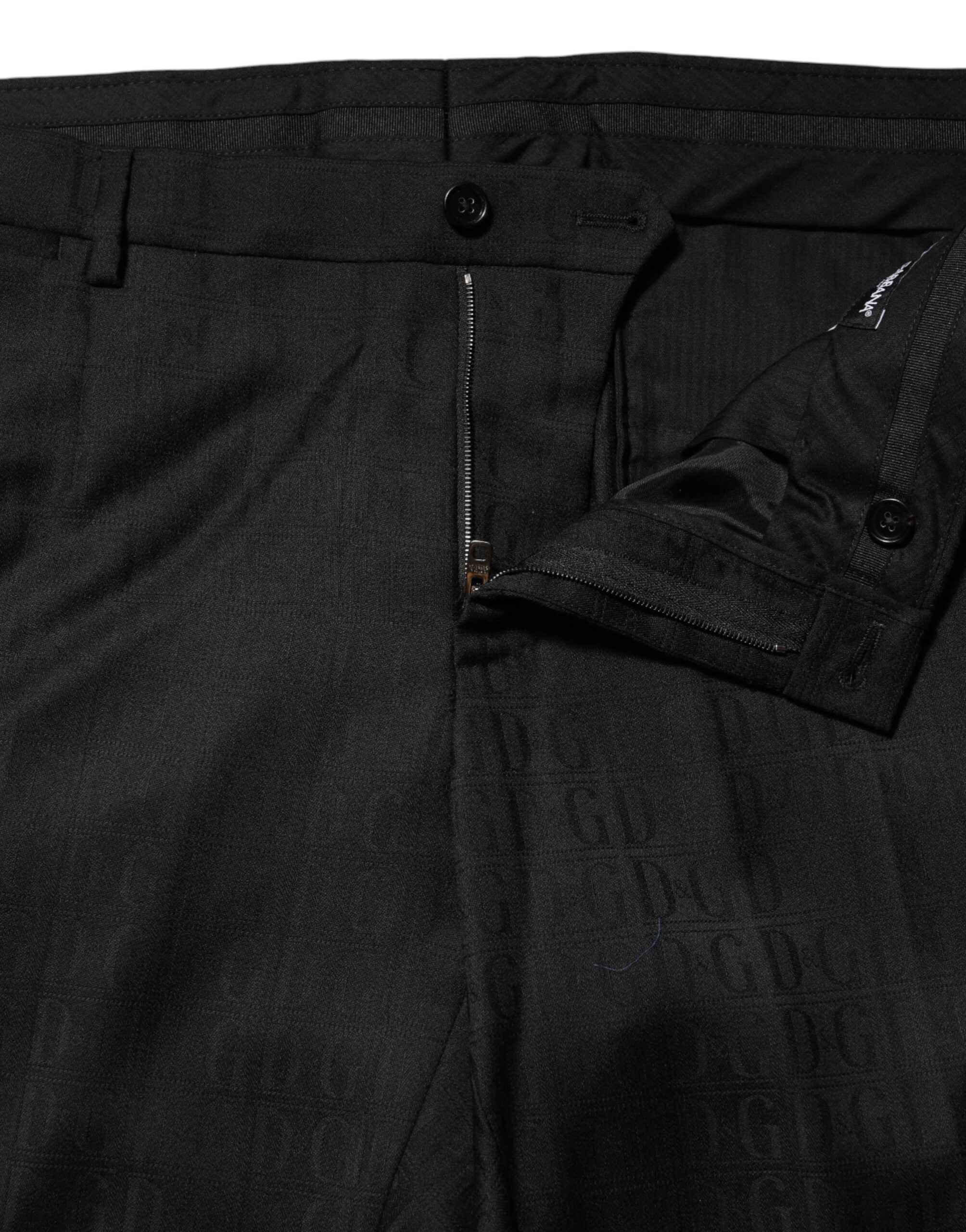 Dolce & Gabbana Black Wool Mid Waist Dress Men Trouser Pants