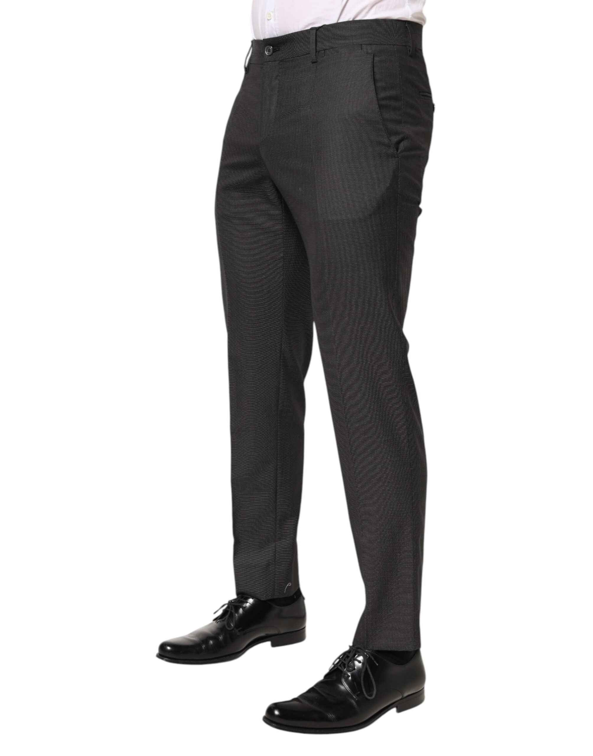 Dolce & Gabbana Black Polyester Mid Waist Dress Trouser Pants