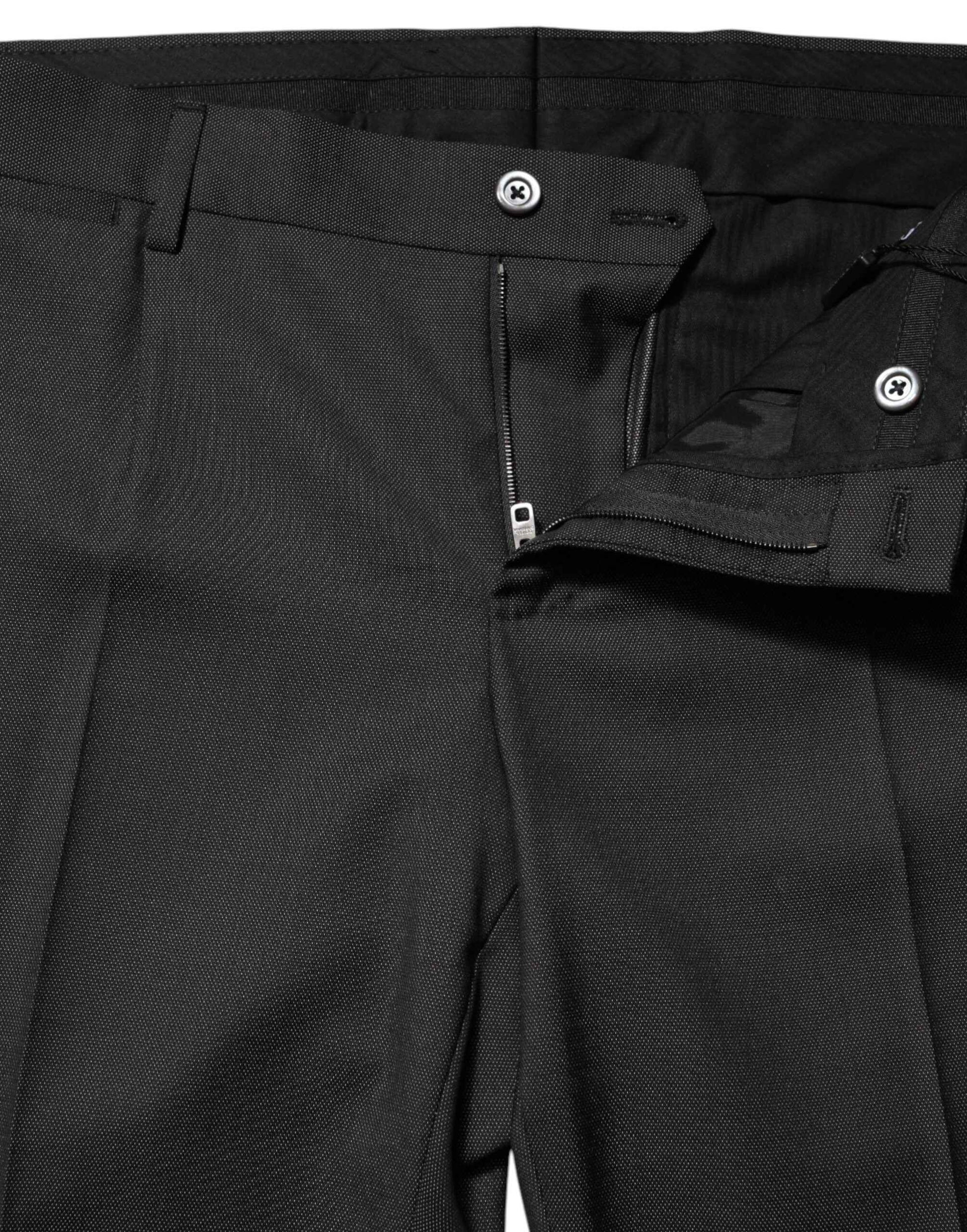 Dolce & Gabbana Black Polyester Mid Waist Dress Trouser Pants