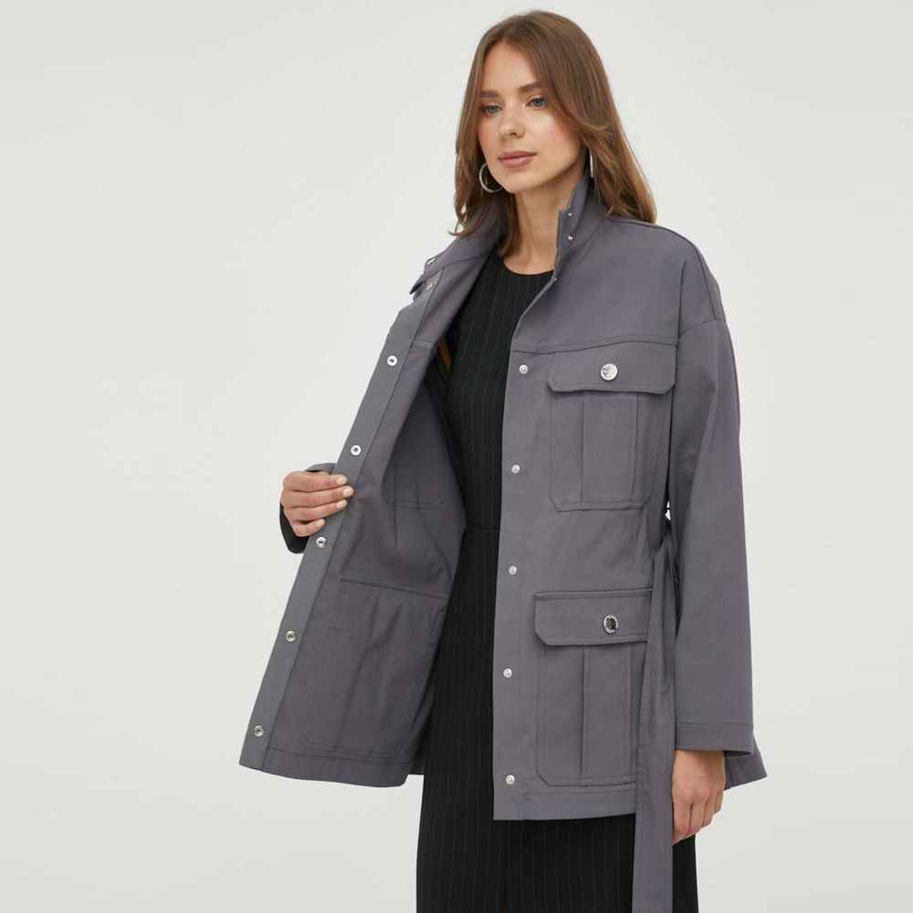 Patrizia Pepe Gray Cotton Jackets & Coat