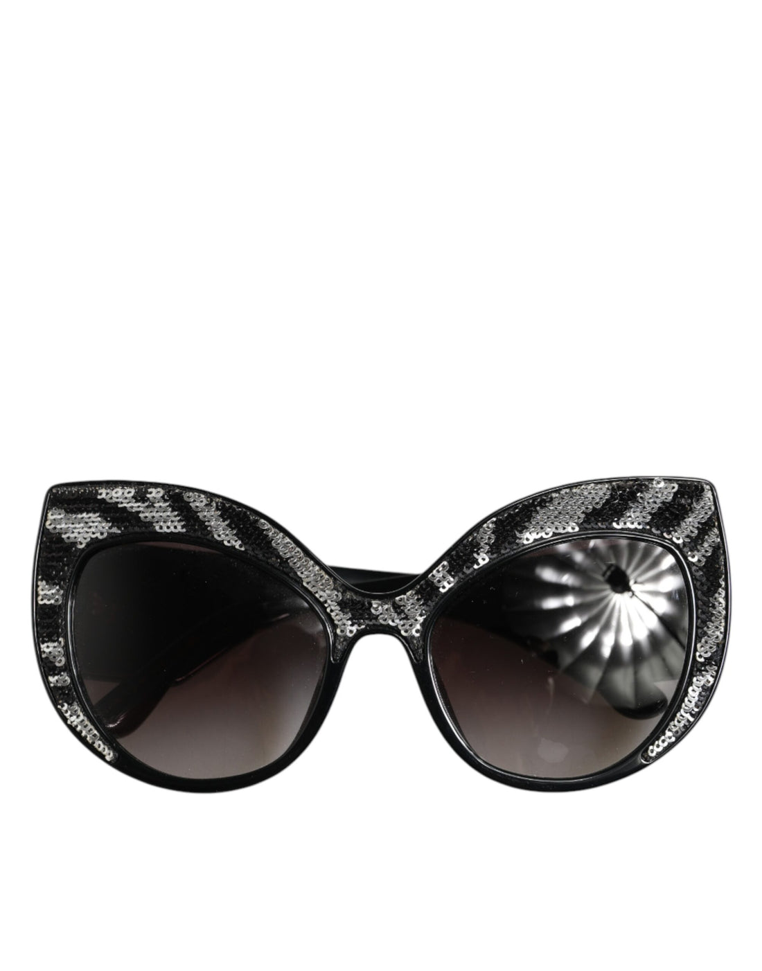 Dolce & Gabbana Black Silver Sequin Butterfly Polarized Sunglasses