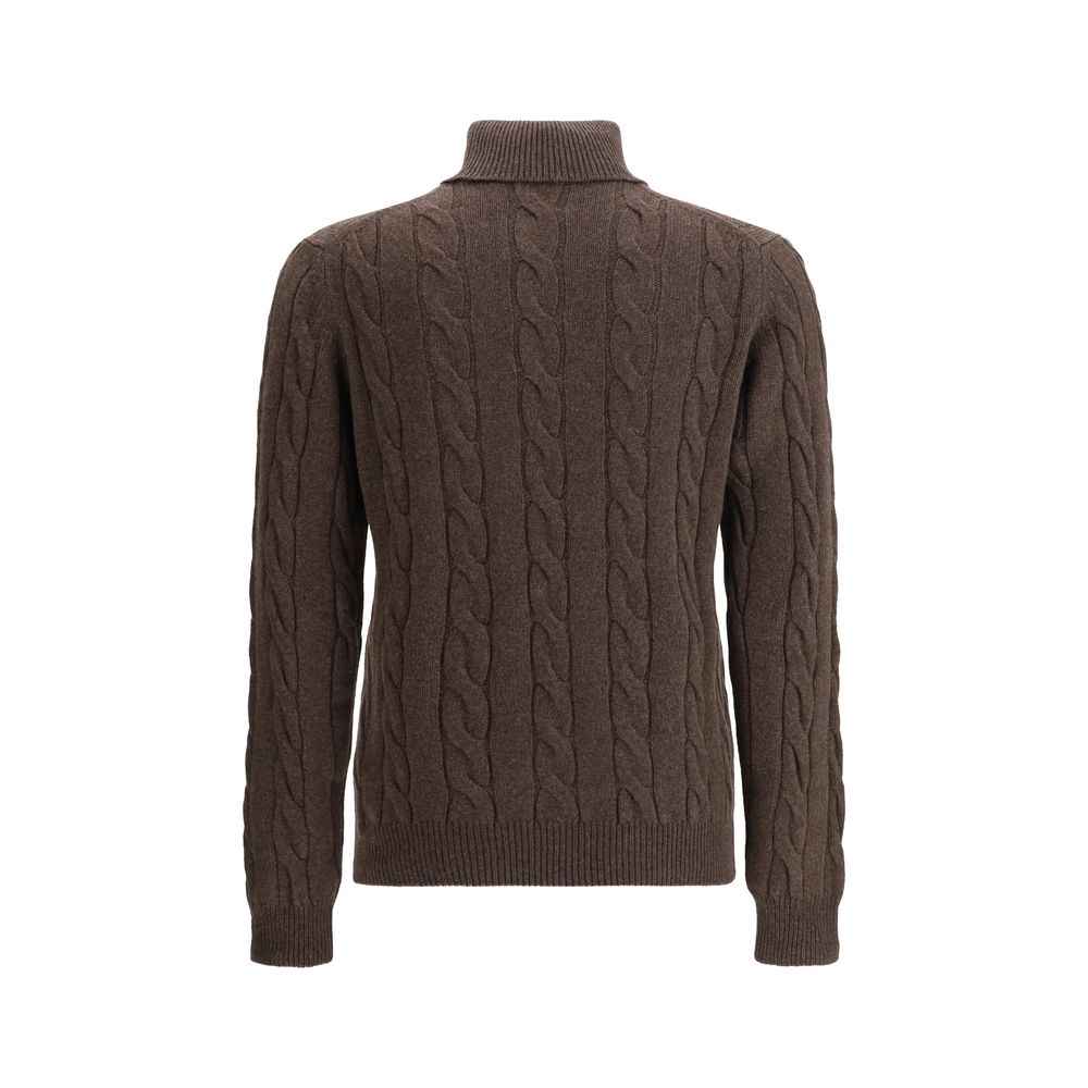 Aragona Cashmere Braided Turtleneck Sweater