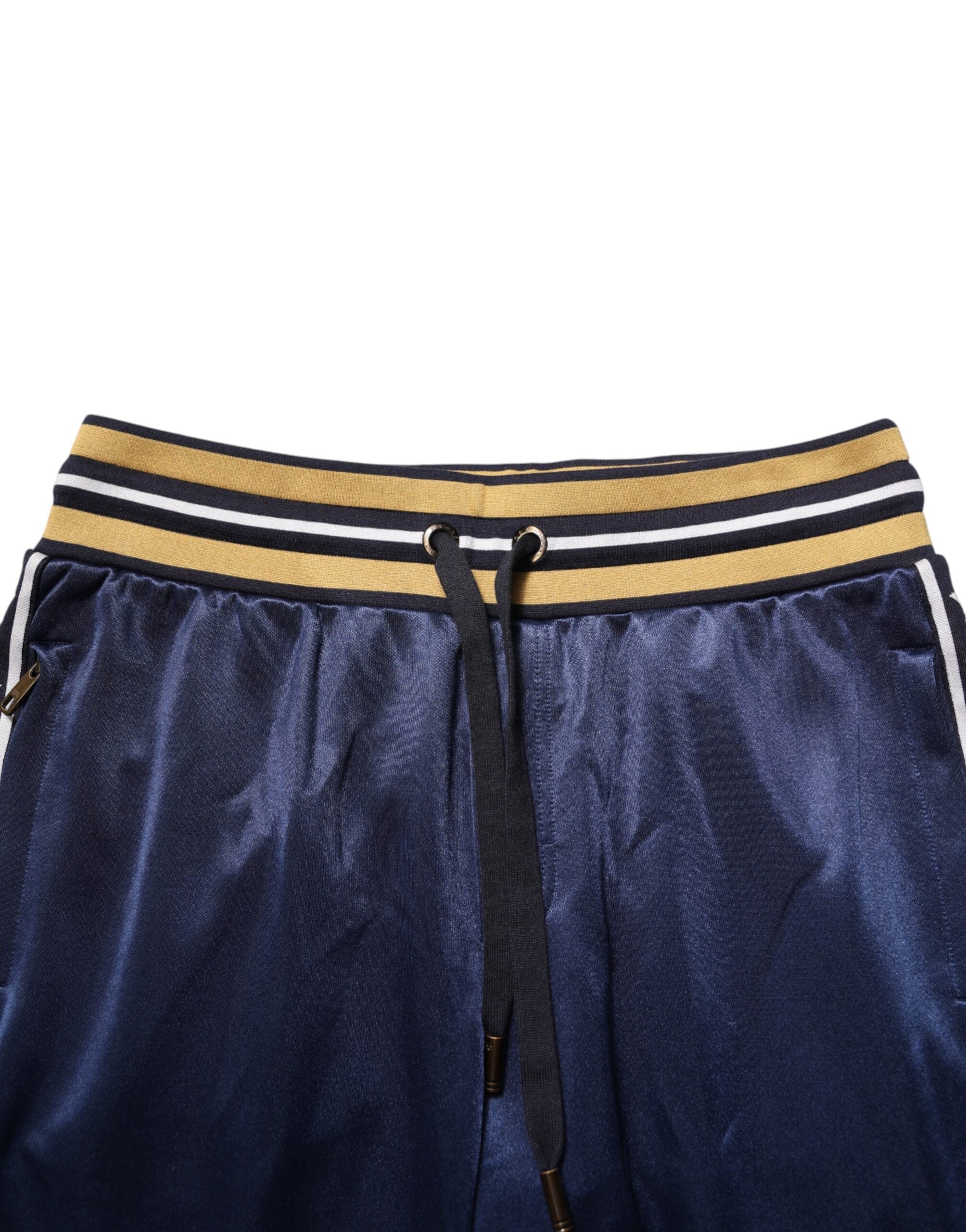 Dolce & Gabbana Blue Nylon Jogger Mid Waist Trouser Pants