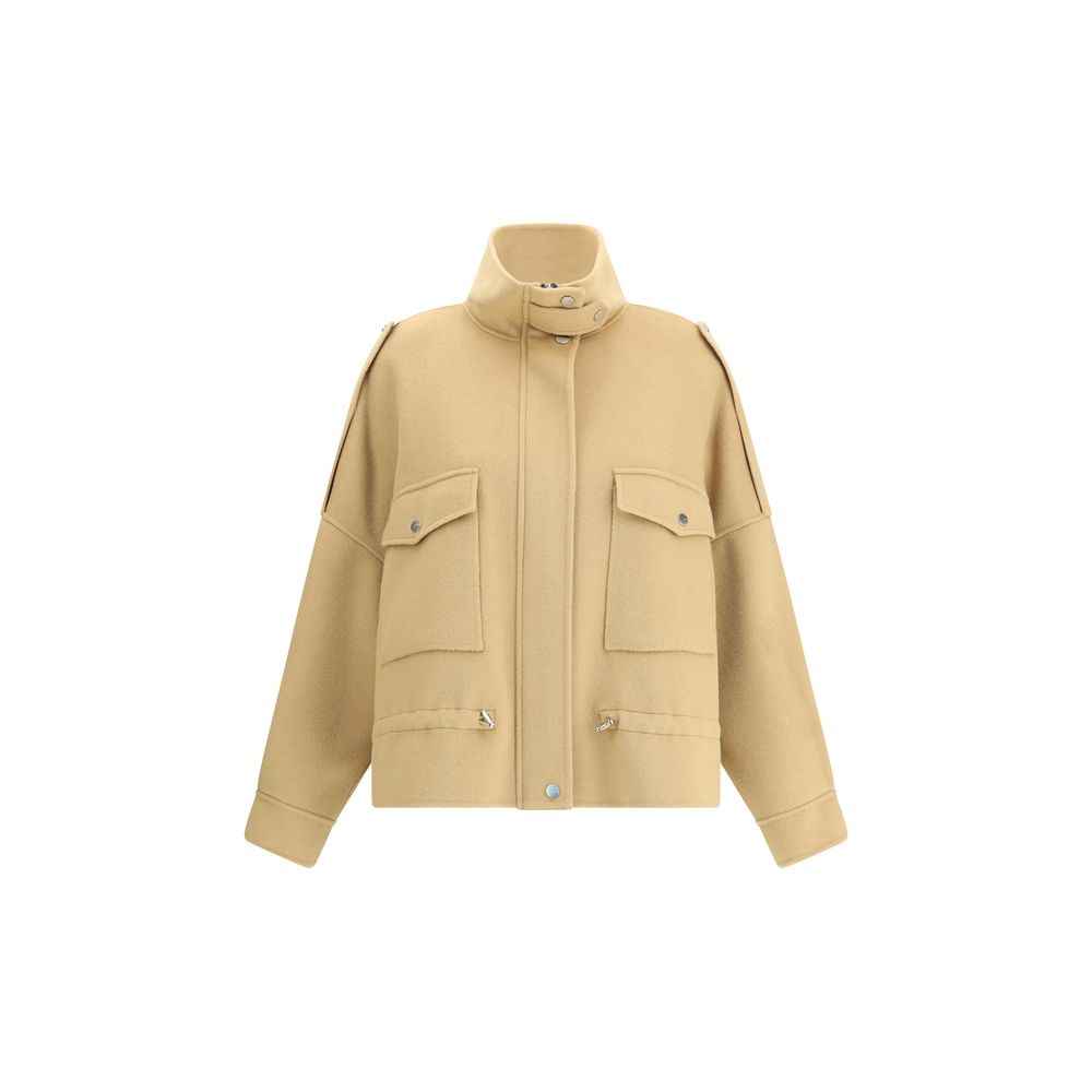 PINKO Double Wool-blend fabric Caban with high collar
